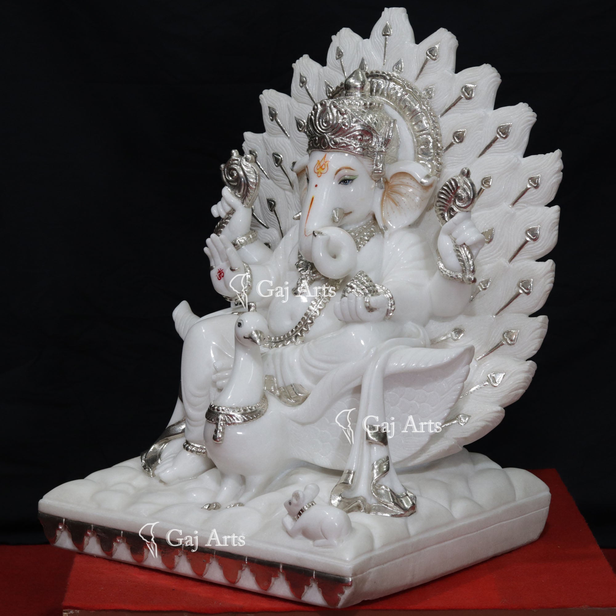Super White Vietnam Marble Ganesh Idol | 24 Inch