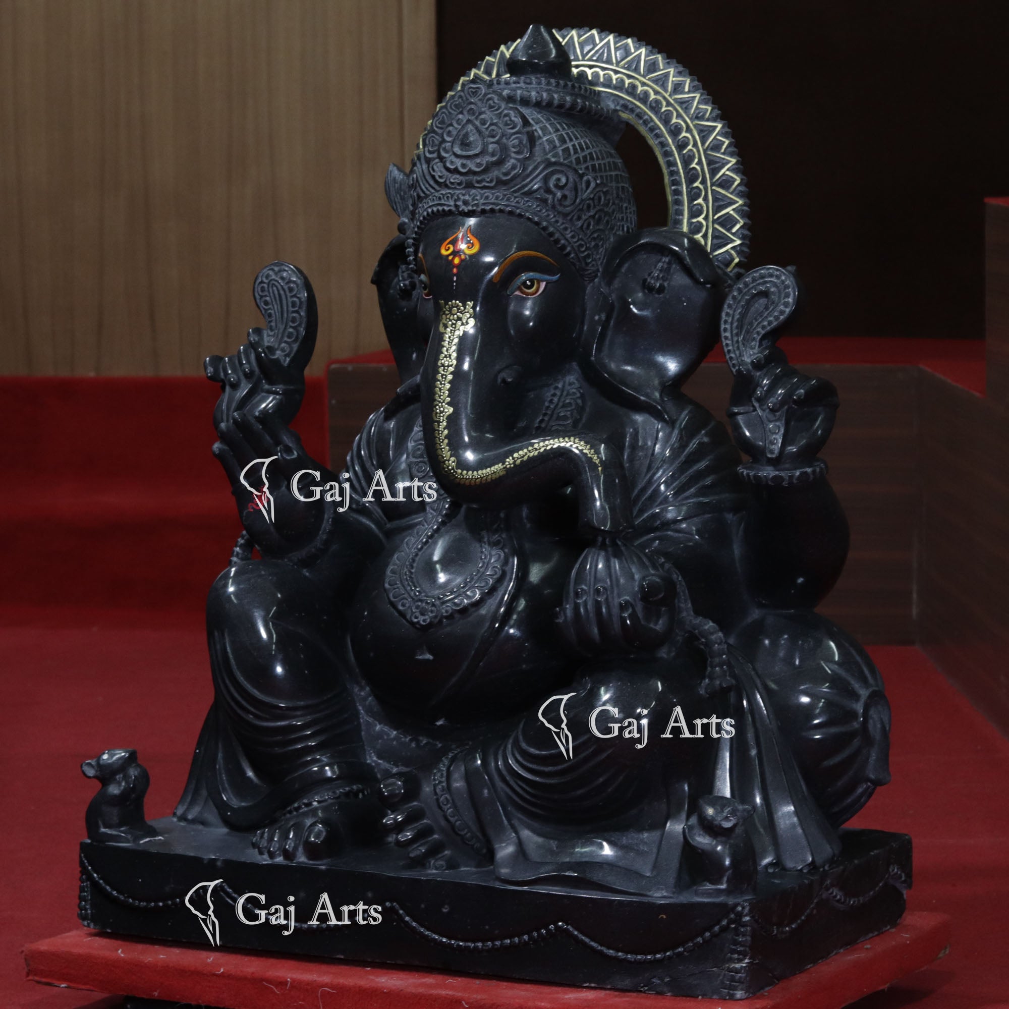 Rajasthan Black Marble Ganesh Statue | 36 Inch