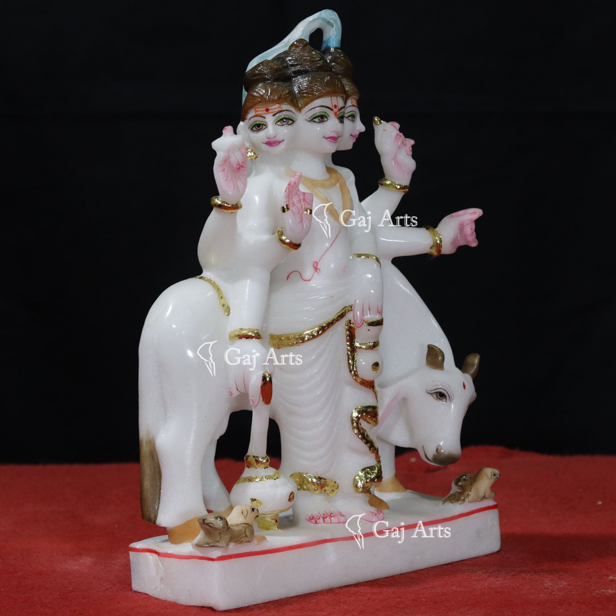 White Makrana Marble Dattatreya Idol | 12 Inch
