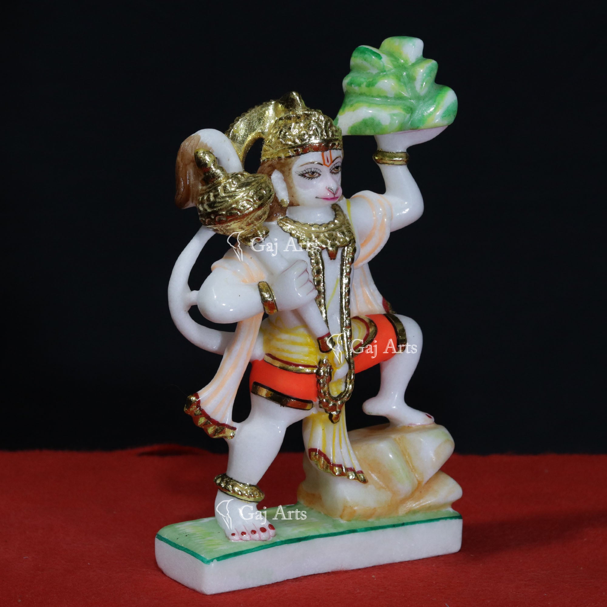 White Makrana Marble Veer Hanuman Ji Idol | 9 Inch