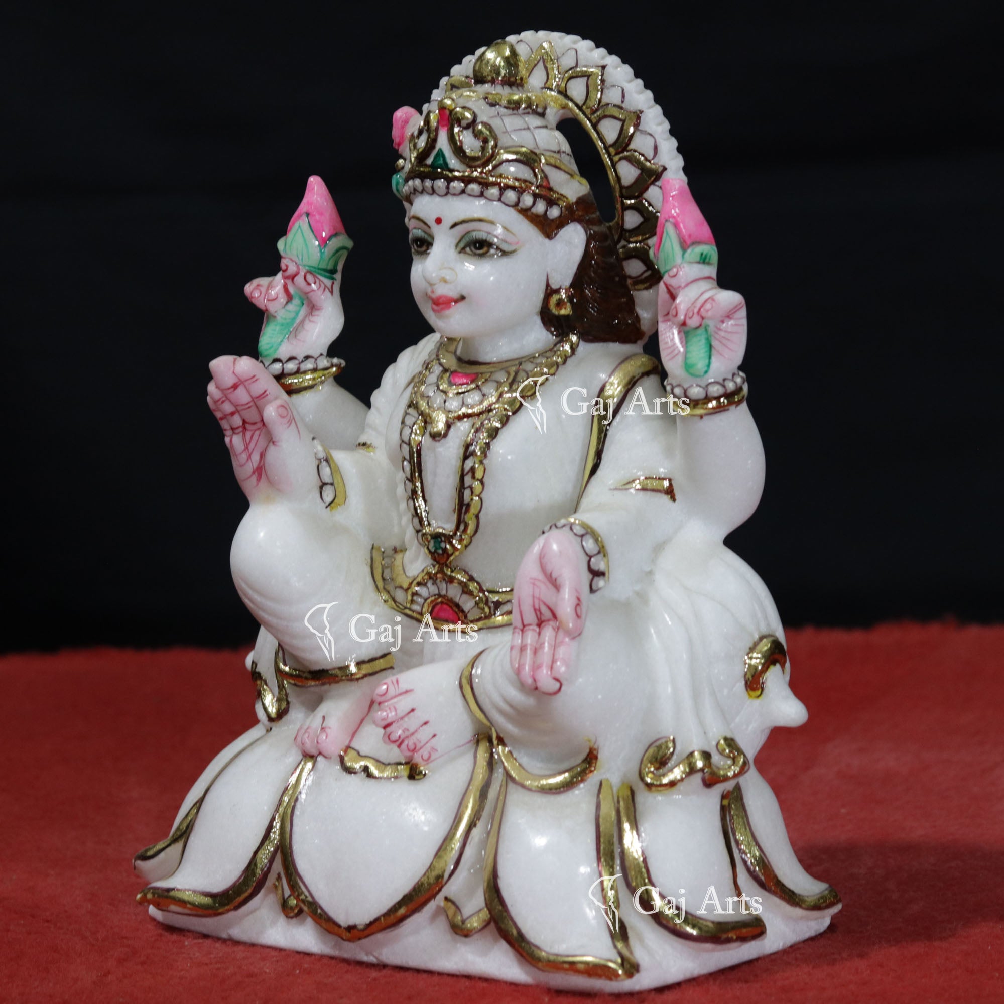 White Marble Lakshmi Mata Murti | 9 Inch