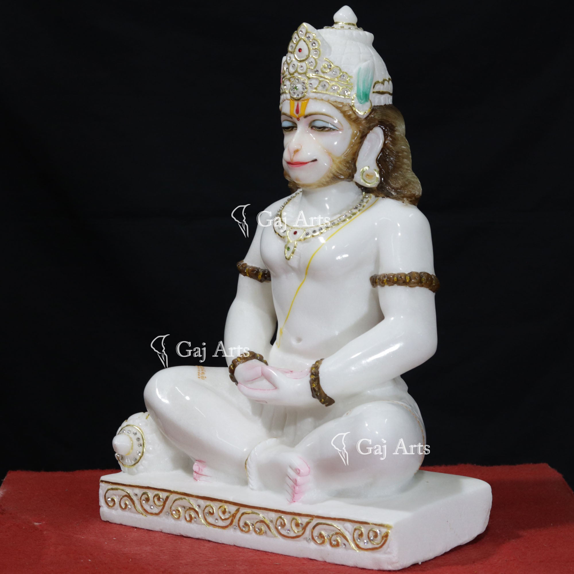 White Marble Dhyan Hanuman Ji Idol | 21 Inch
