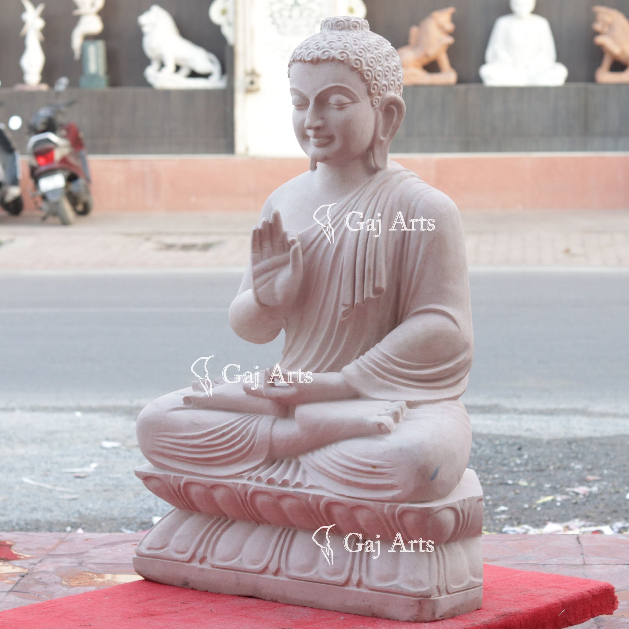 Sandstone Sitting Buddha Statue | 30 Inch
