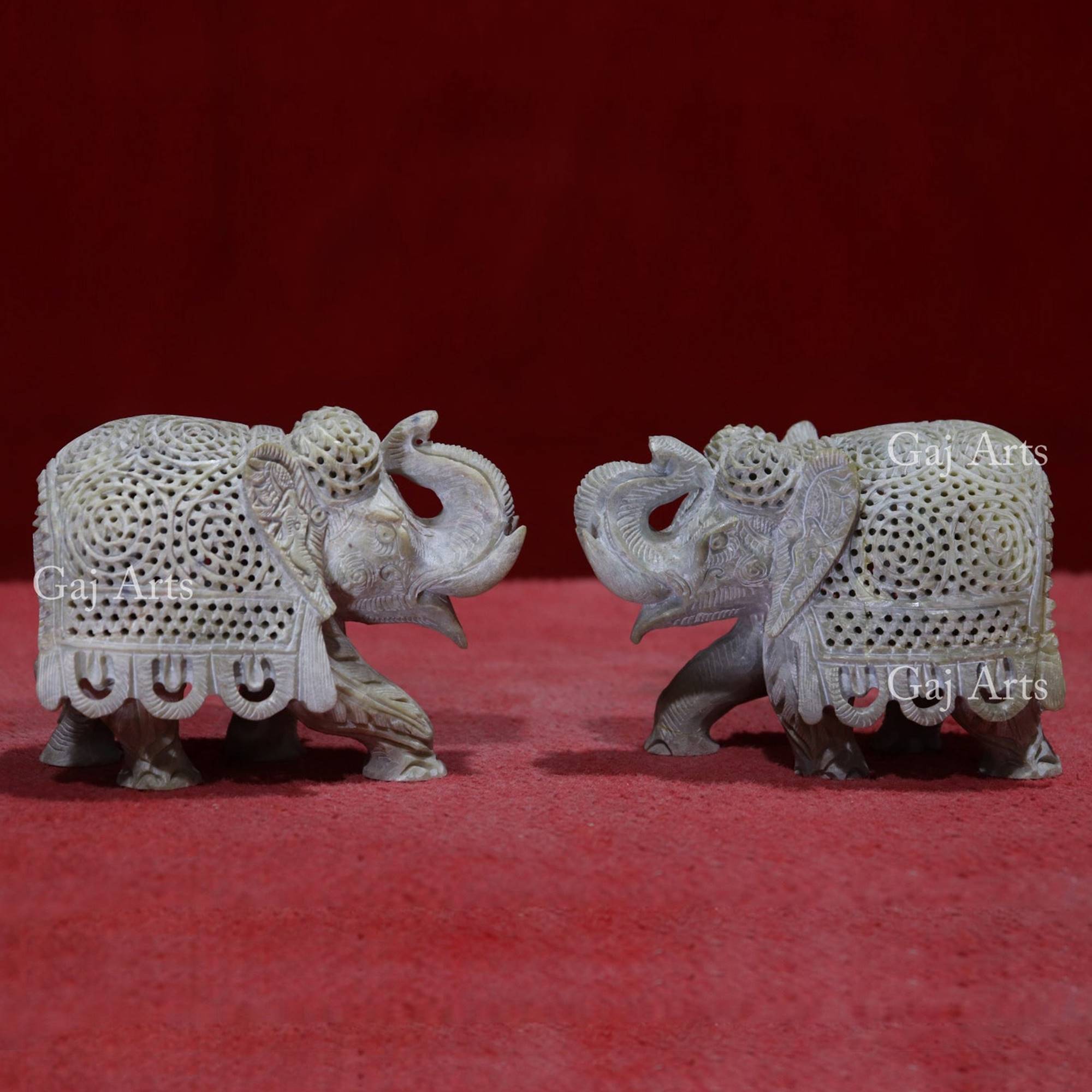 Stone Elephant Jali Statue | 4 Inch