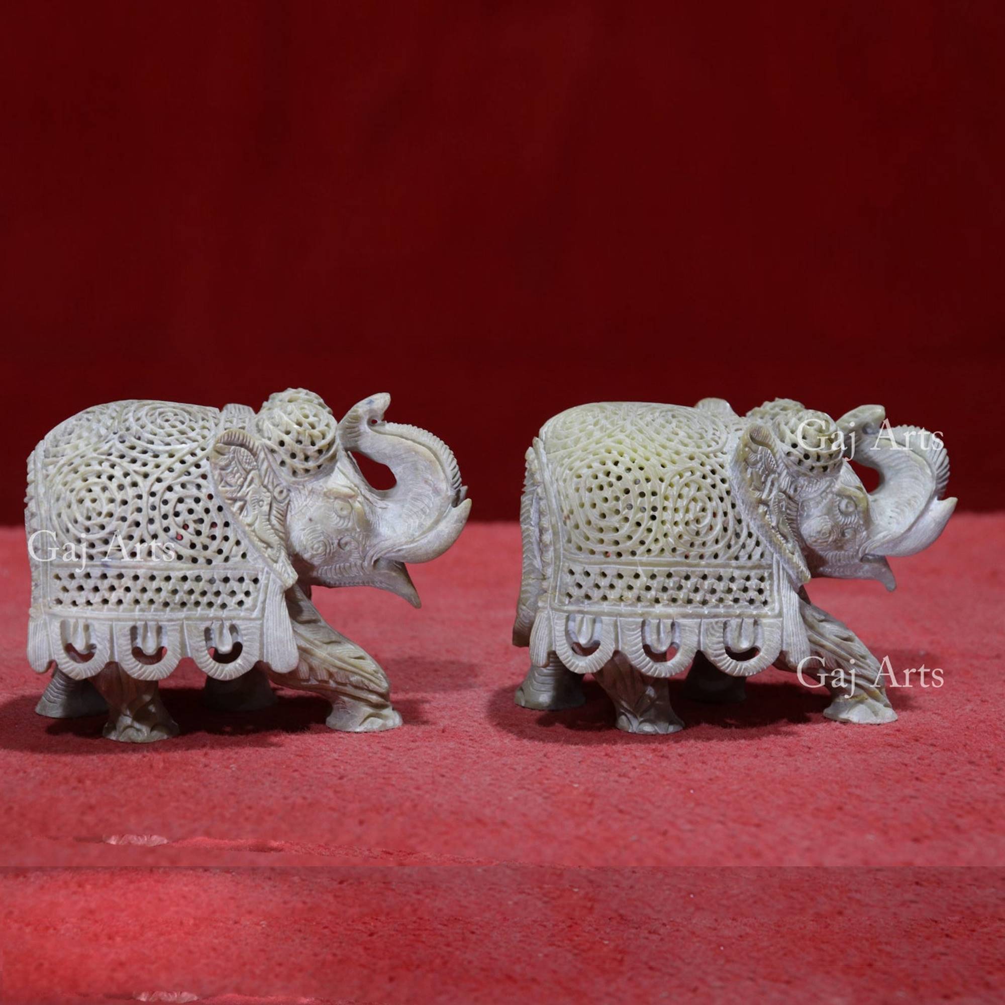 Stone Elephant Jali Statue | 4 Inch