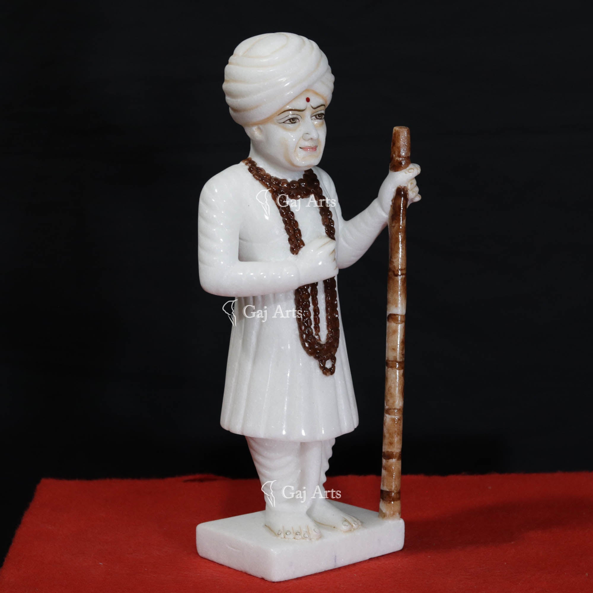 White Vietnam Marble Jalaram Bapa Idol | 12 Inch