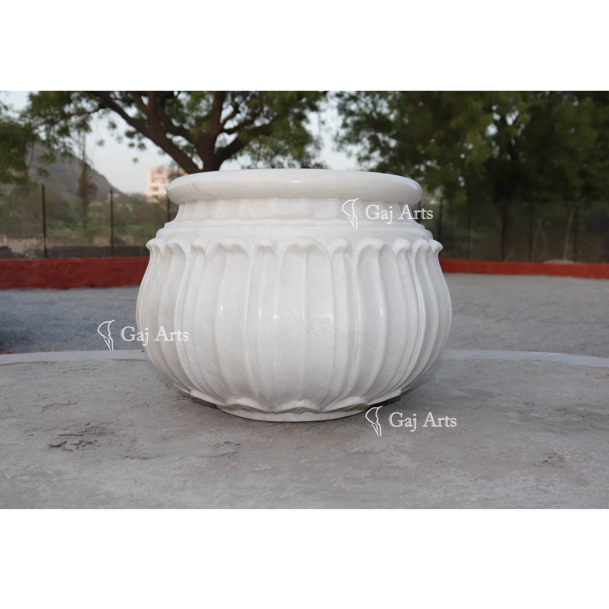 White Marble Planter | 13 Inch