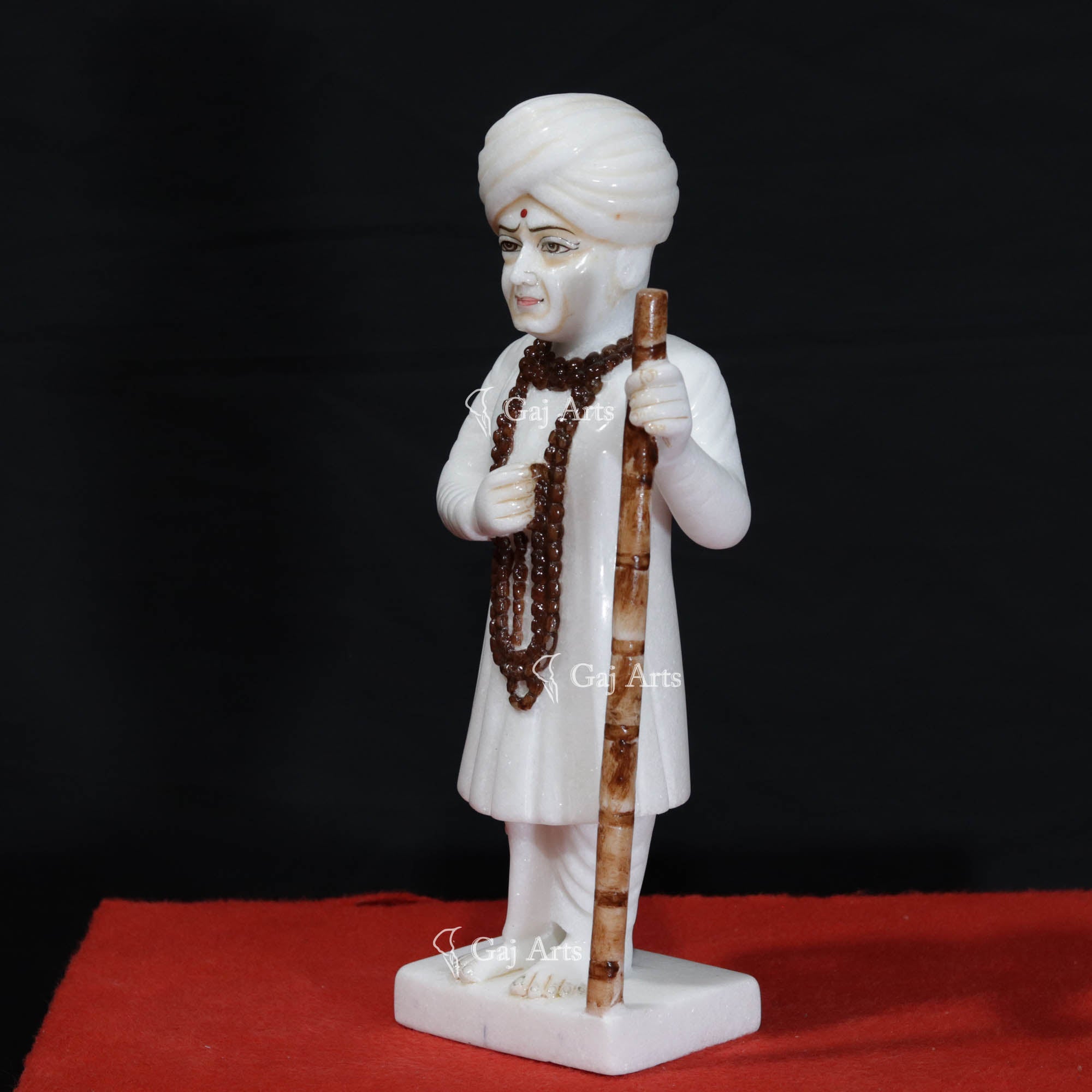 White Vietnam Marble Jalaram Bapa Idol | 12 Inch