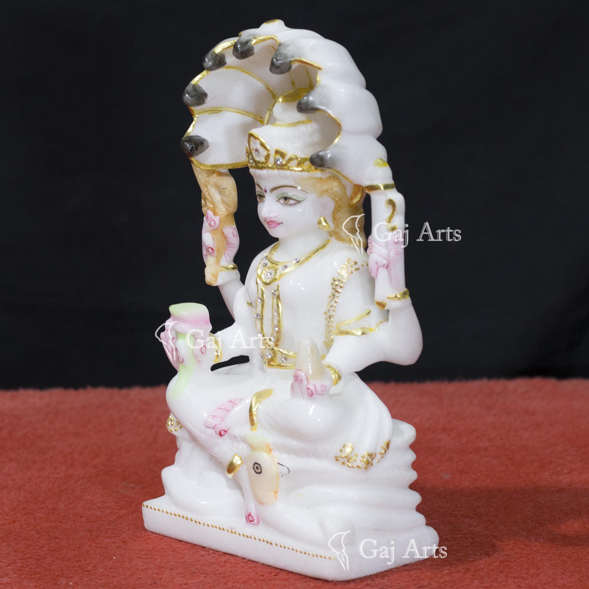 White Makrana Marble Padmavati Mata Statue | 9 Inch