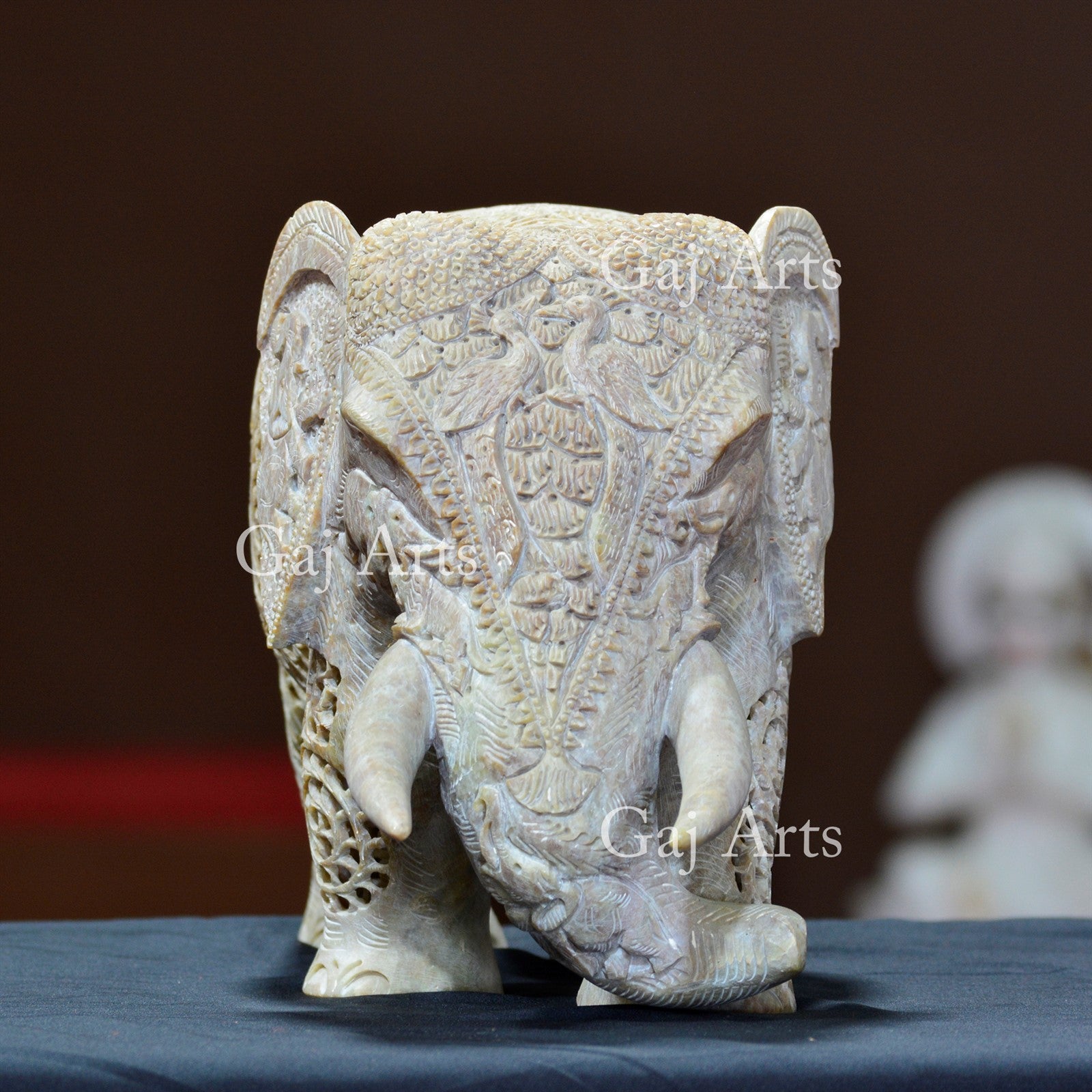 Gorara Stone Elephant Jali Statue | 9 Inch