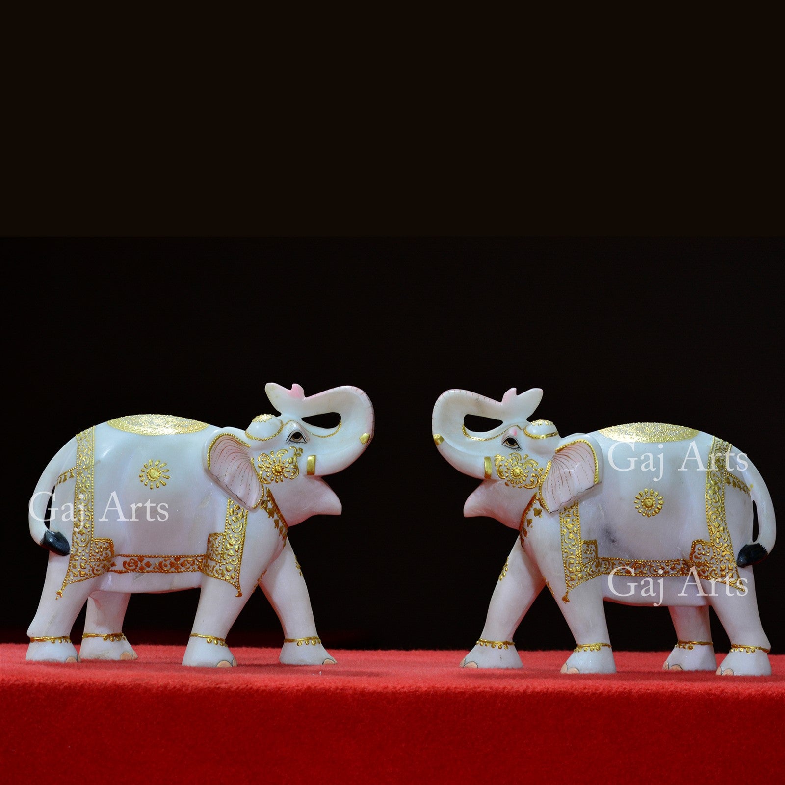 White Marble Elephant Figurine | 9 Inch
