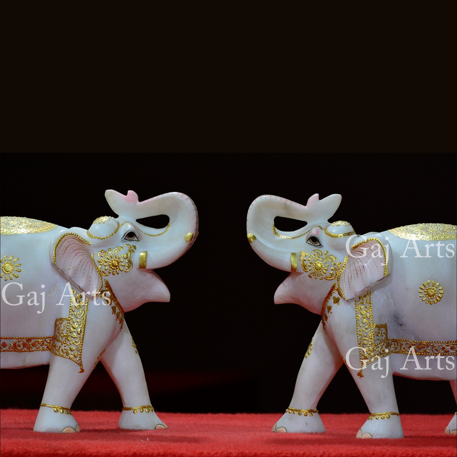 White Marble Elephant Figurine | 9 Inch