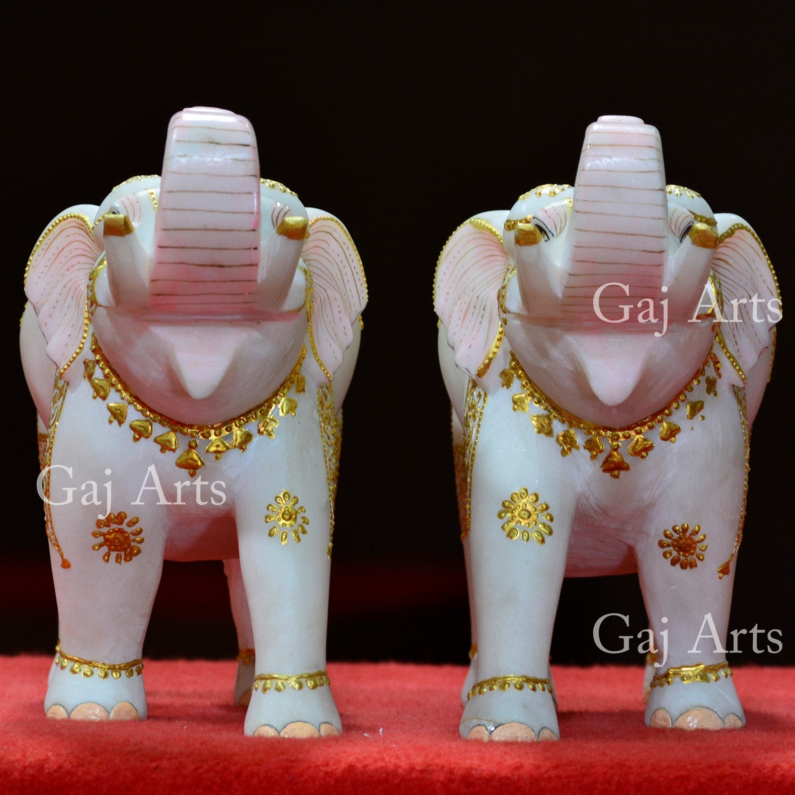 White Marble Elephant Figurine | 9 Inch