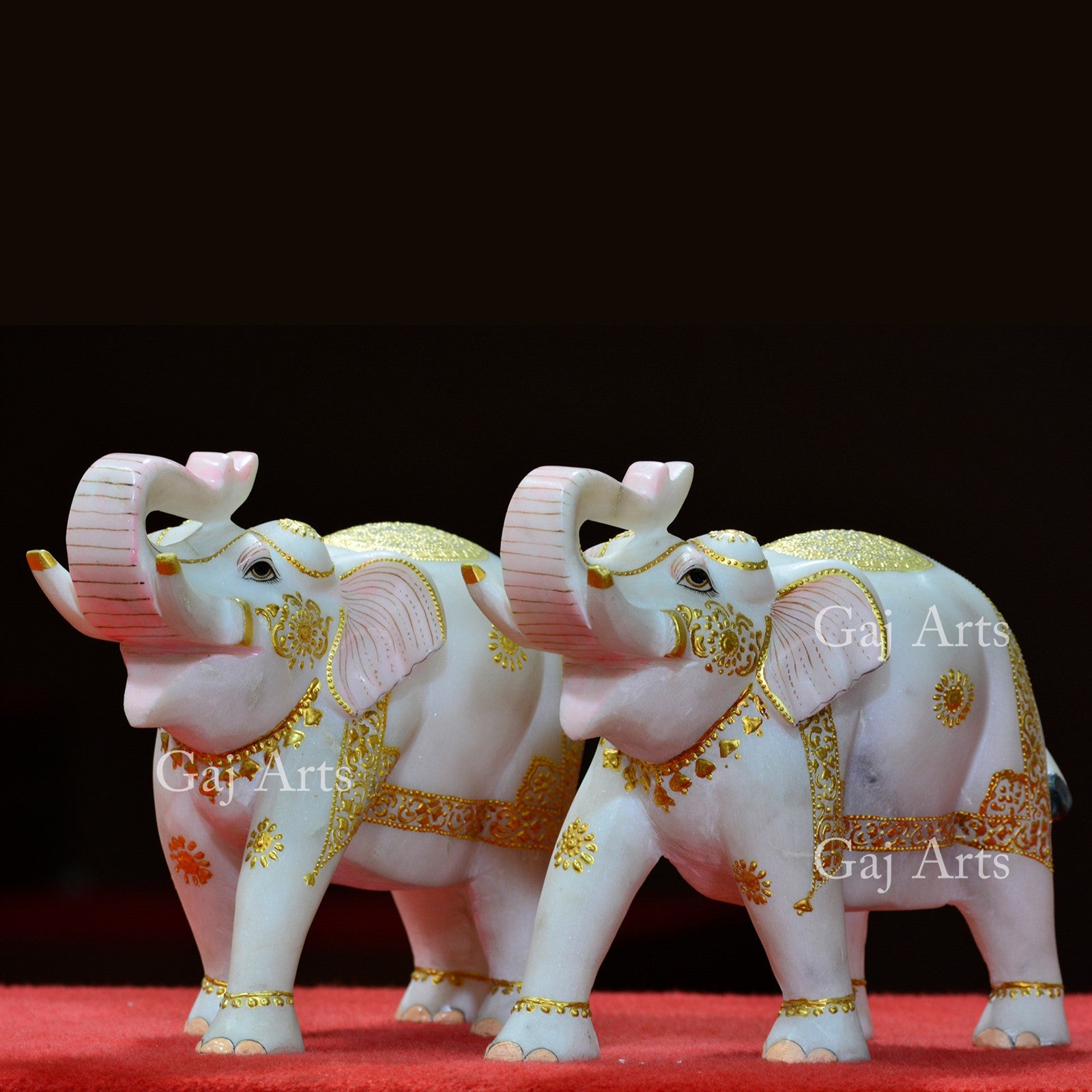 White Marble Elephant Figurine | 9 Inch