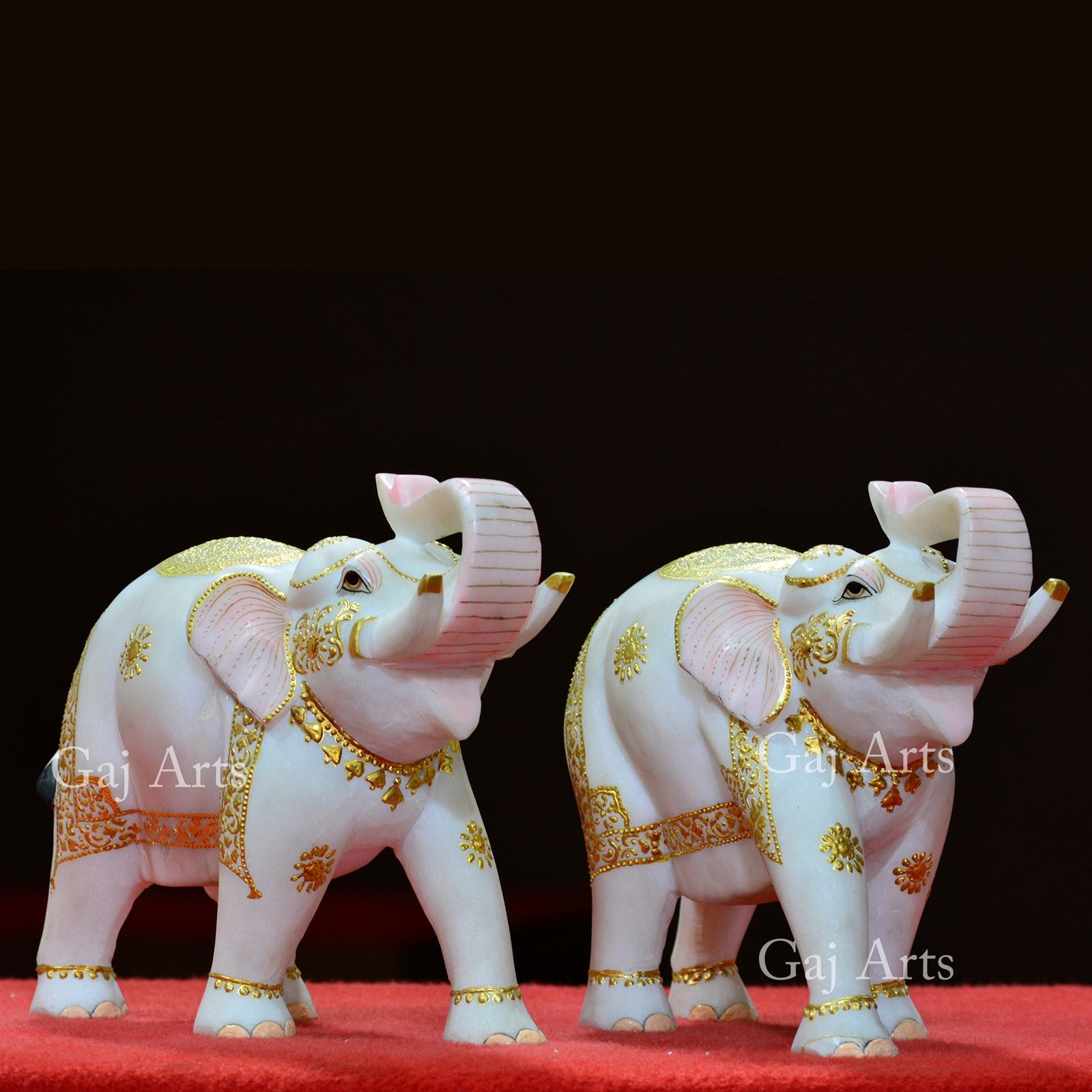 White Marble Elephant Figurine | 9 Inch