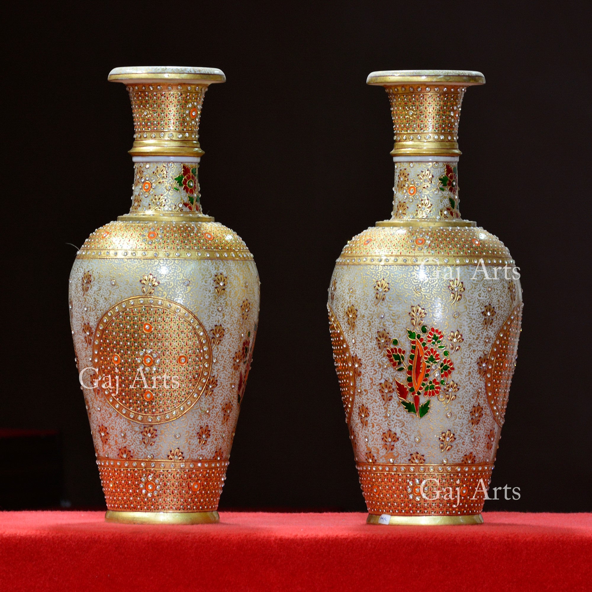 White Marble Meenakari Vase | 21 Inch