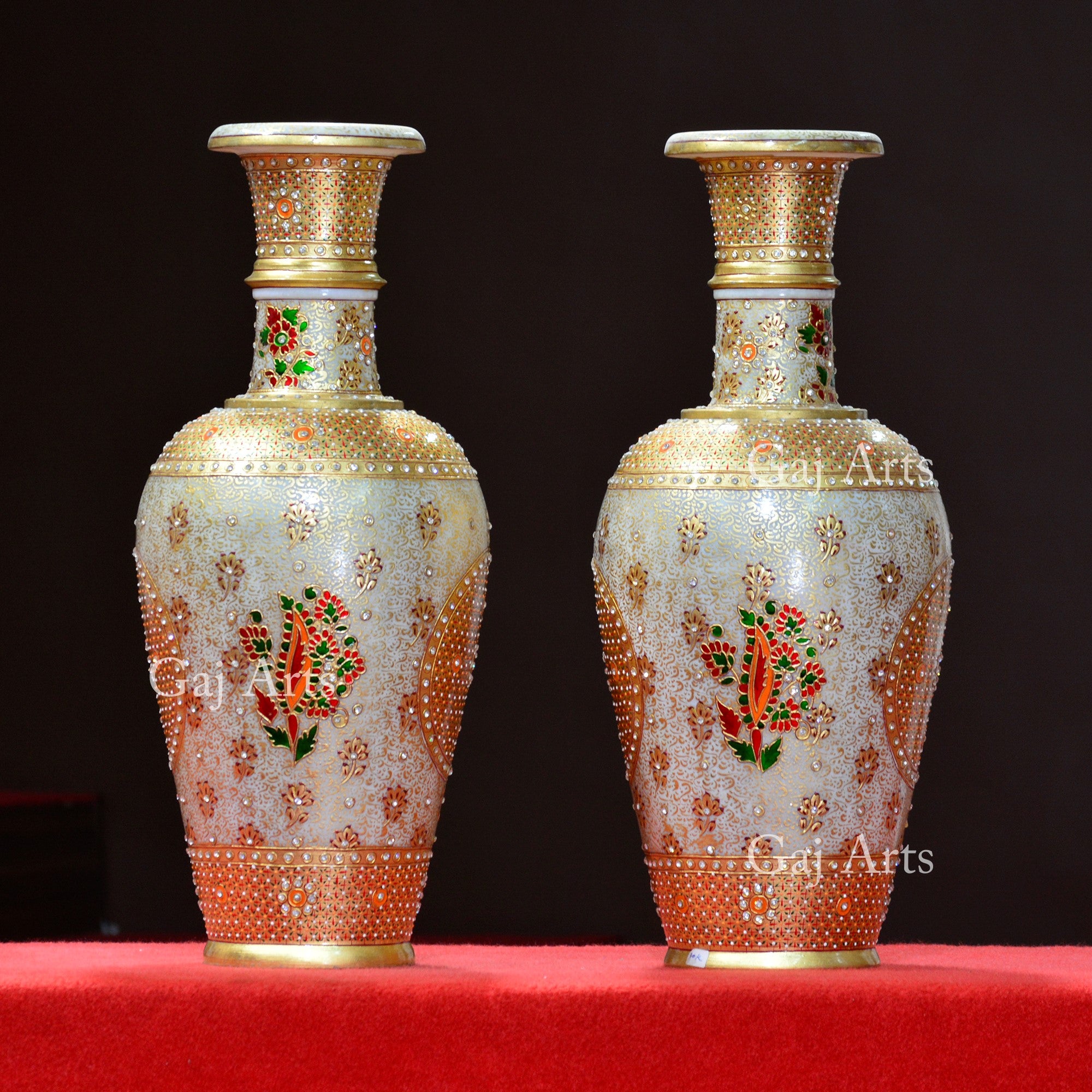 White Marble Meenakari Vase | 21 Inch