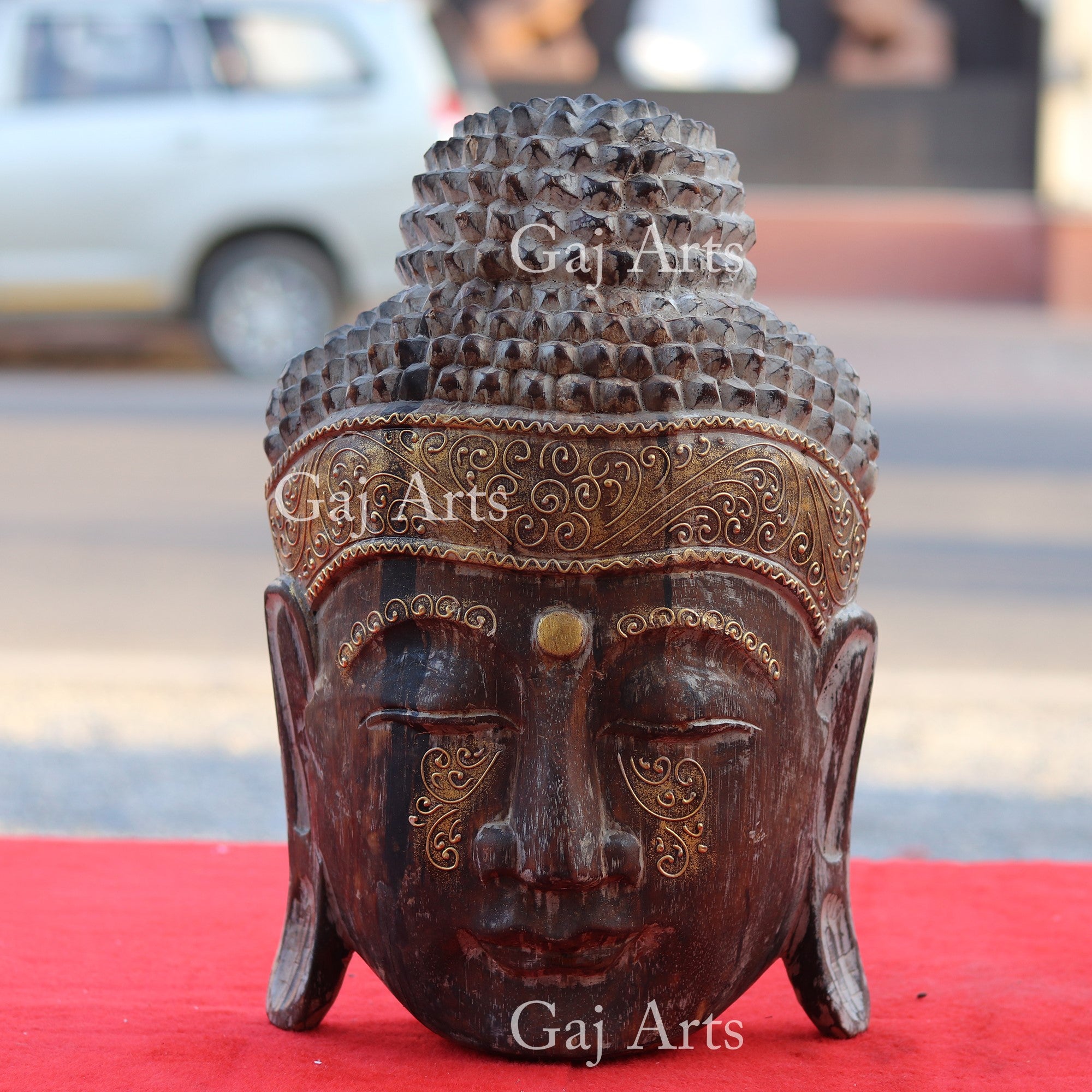 Wooden Buddha Face Wall Hanging | 16 Inch