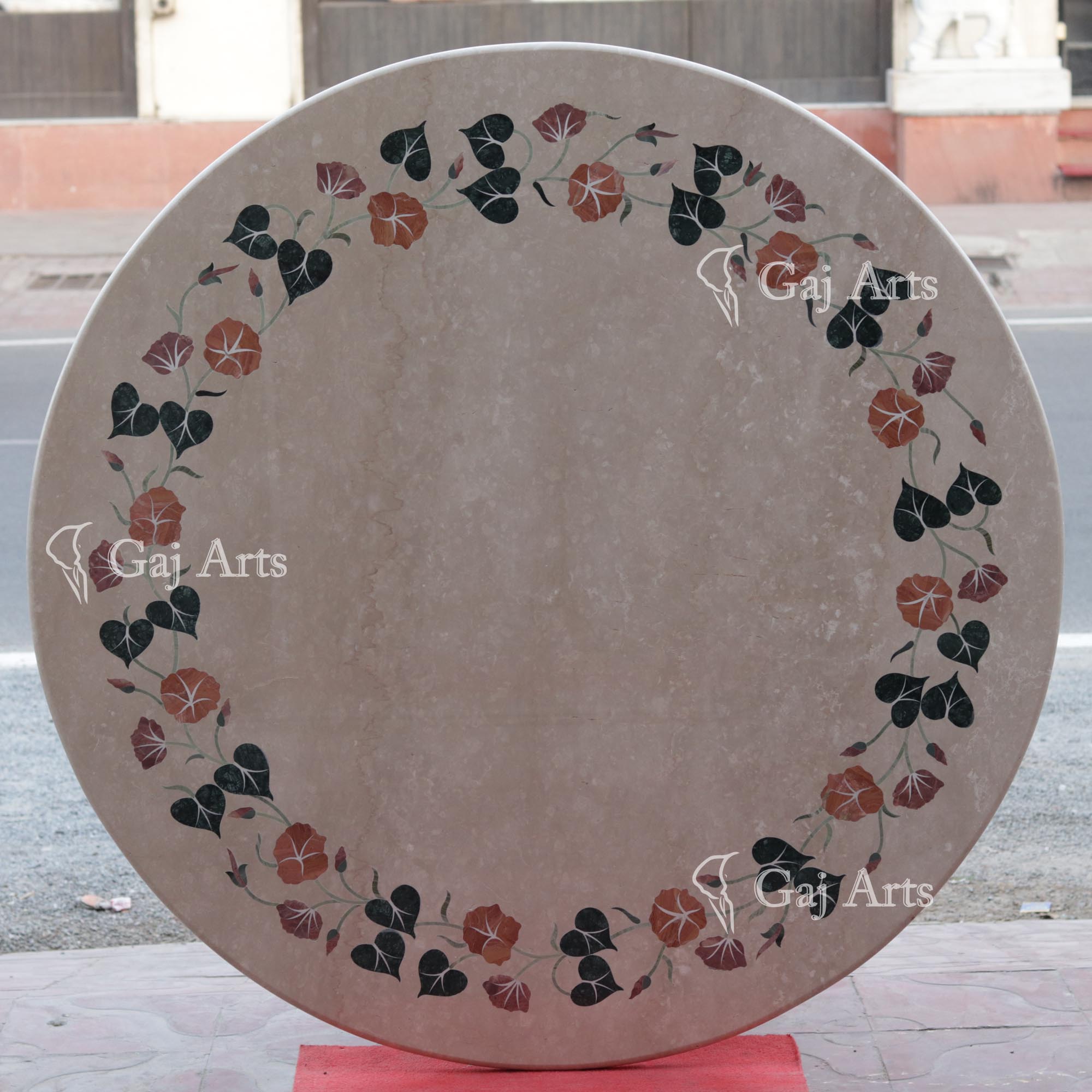 Italian Marble Inlay Table Top | 70 Inch