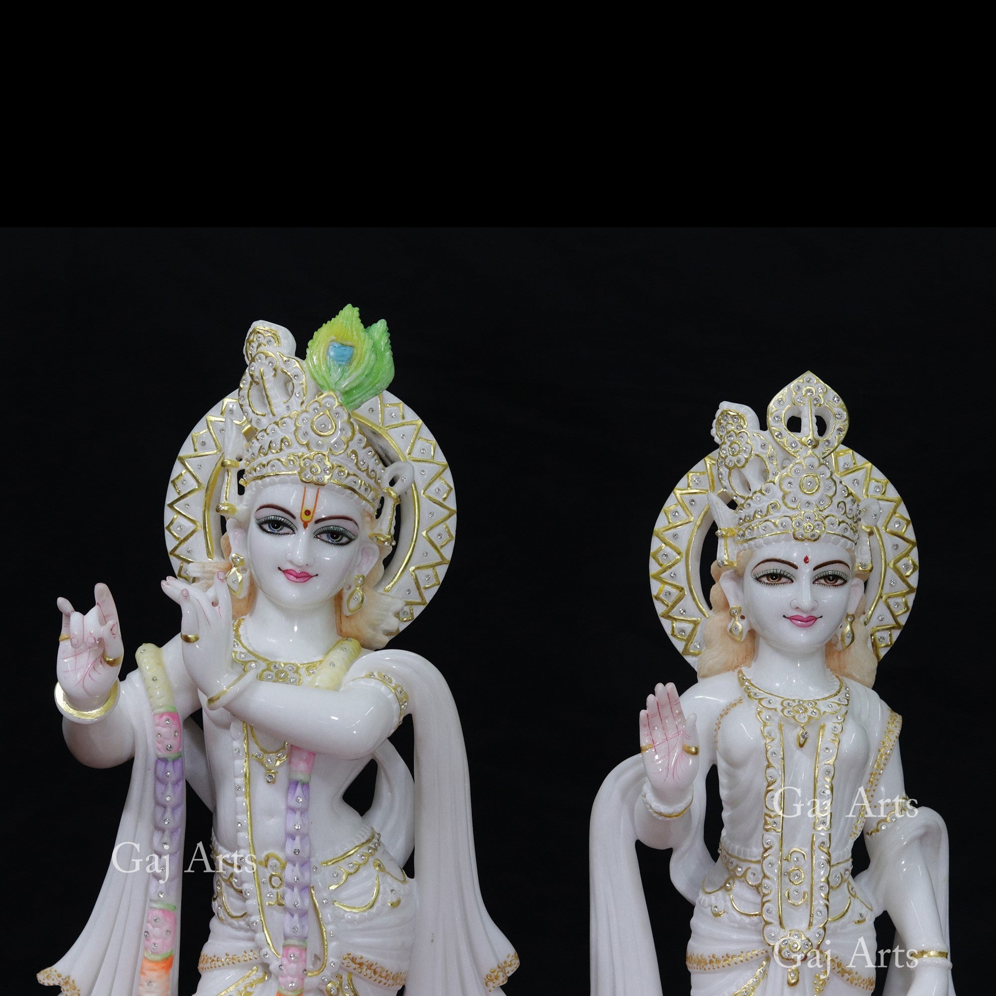 Super White Vietnam Marble Radha Krishna Idol | 27 Inch