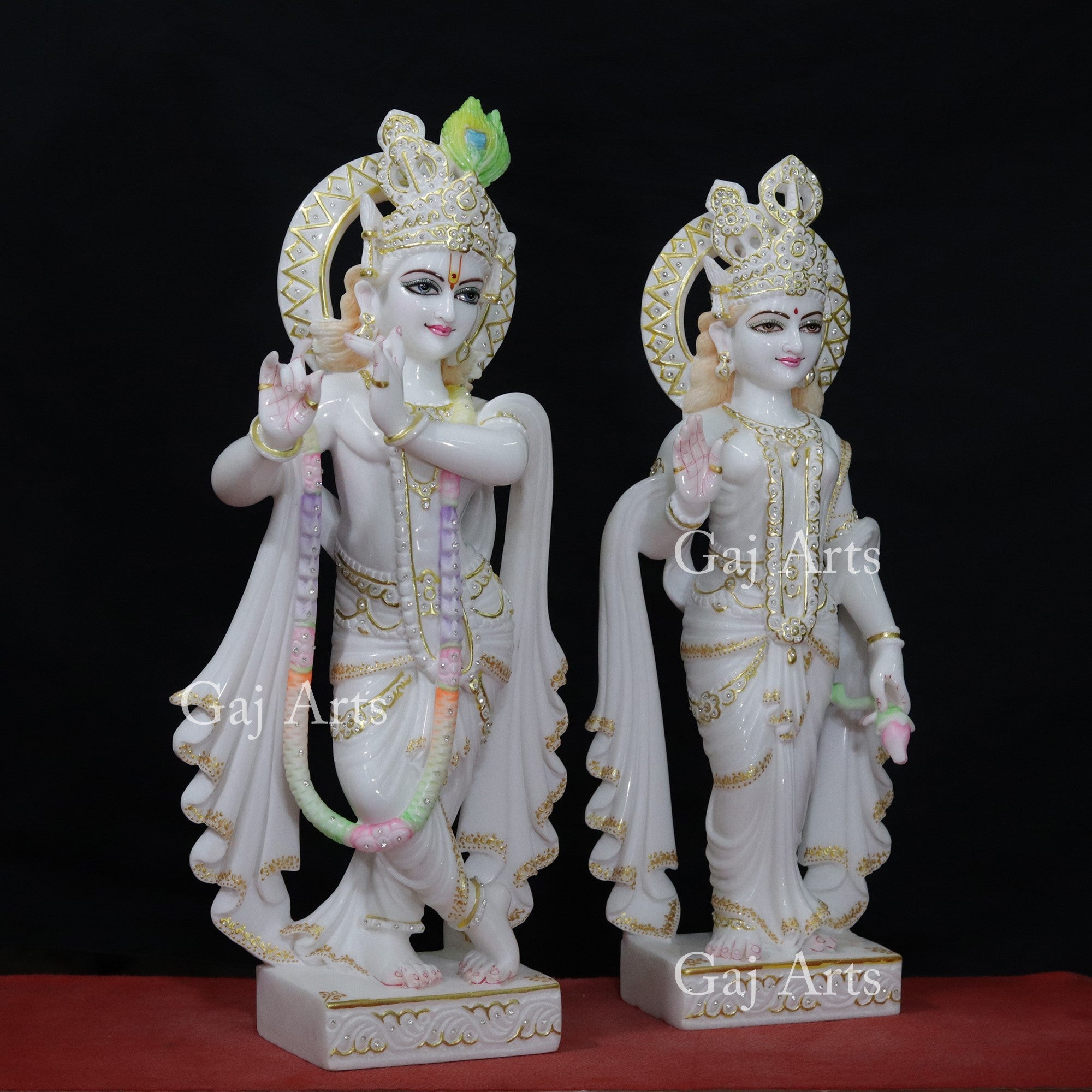 Super White Vietnam Marble Radha Krishna Idol | 27 Inch