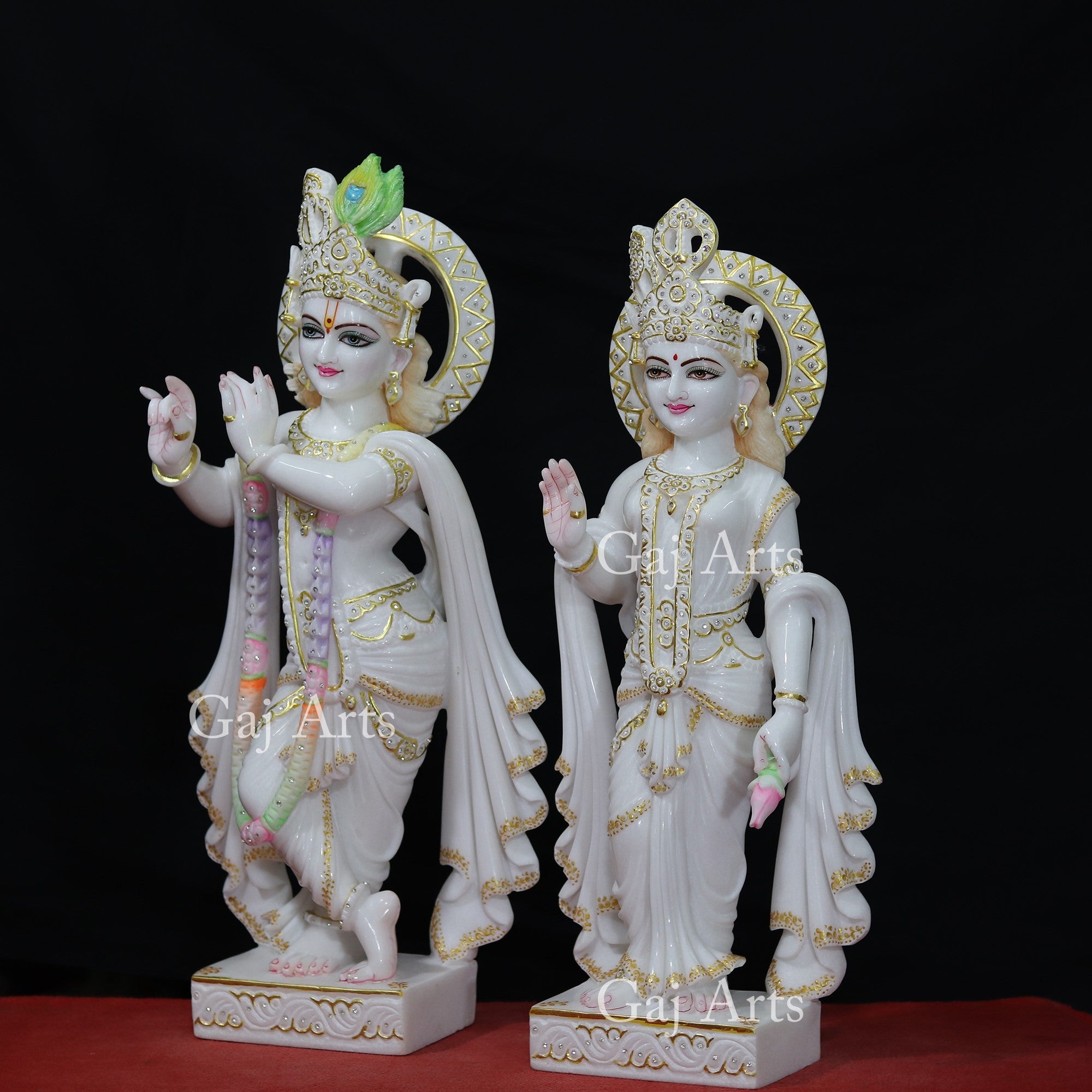 Super White Vietnam Marble Radha Krishna Idol | 27 Inch