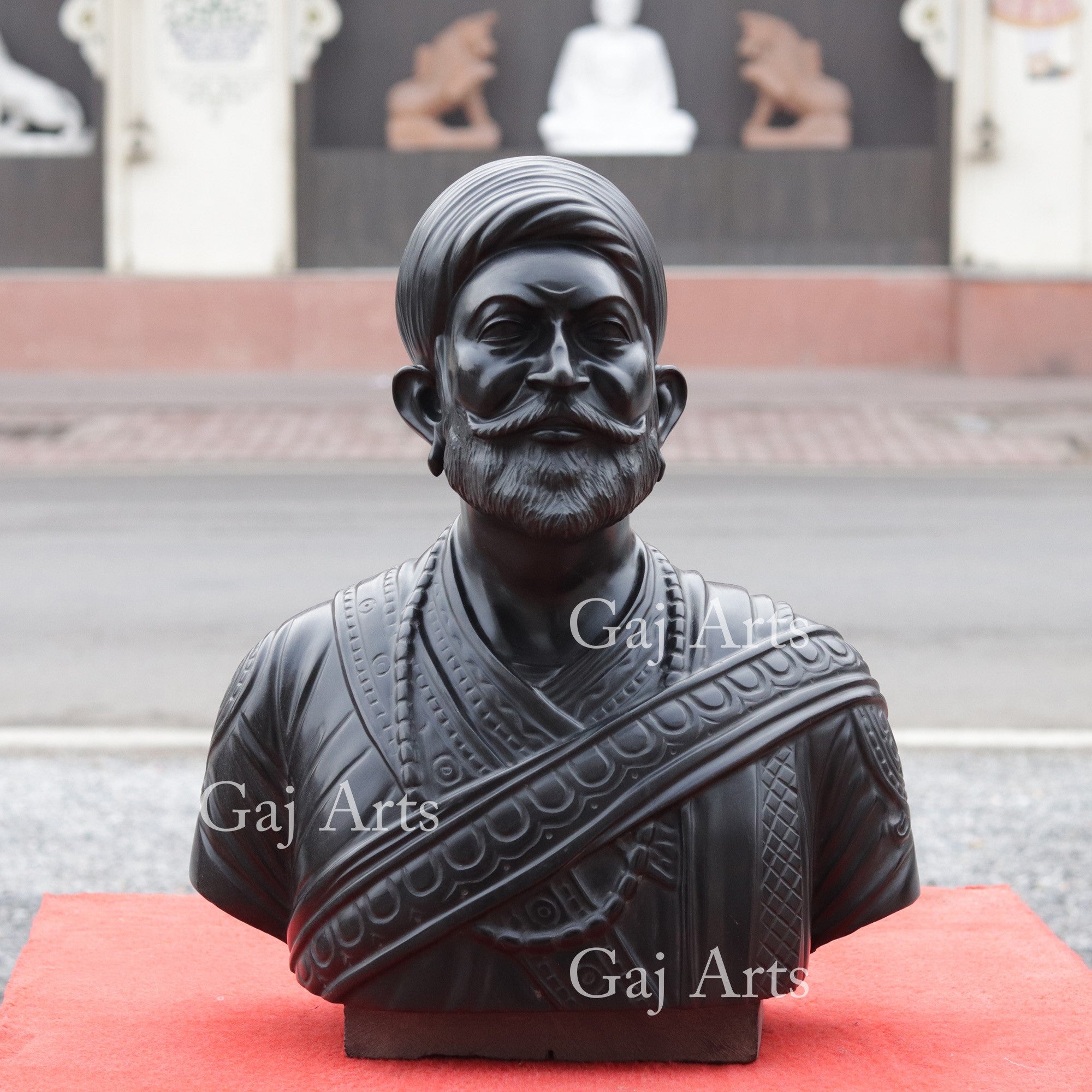 Rajasthan Black Marble Shivaji Maharaj Bust | 18 Inch