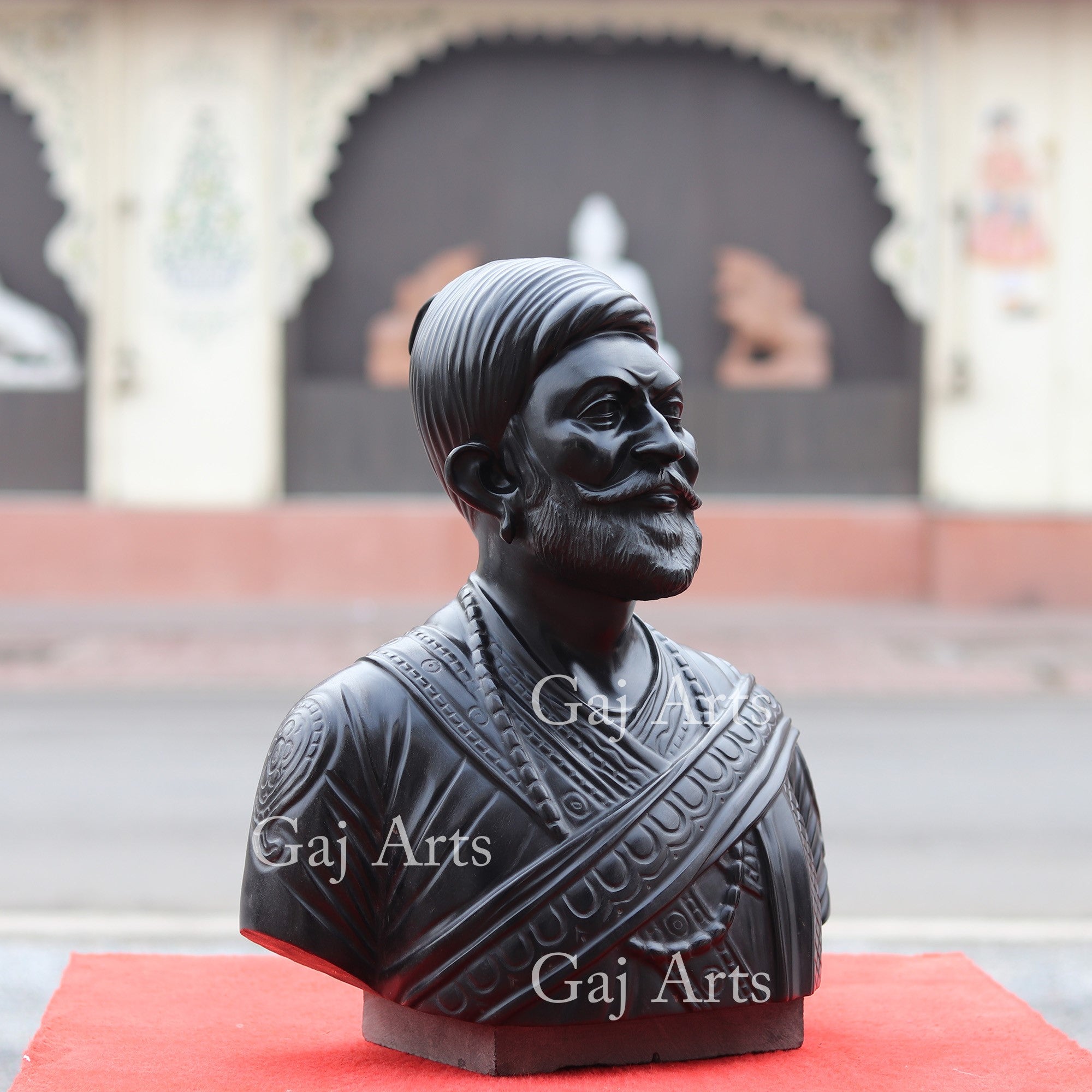 Rajasthan Black Marble Shivaji Maharaj Bust | 18 Inch