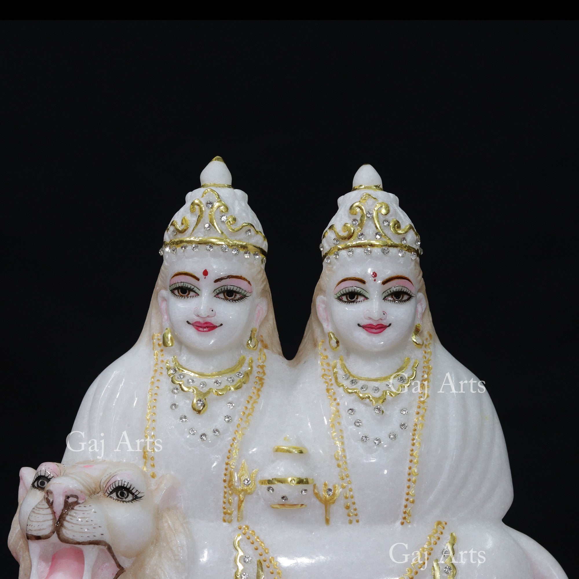 White Makrana Marble Chamunda Maa Idol | 12 Inch