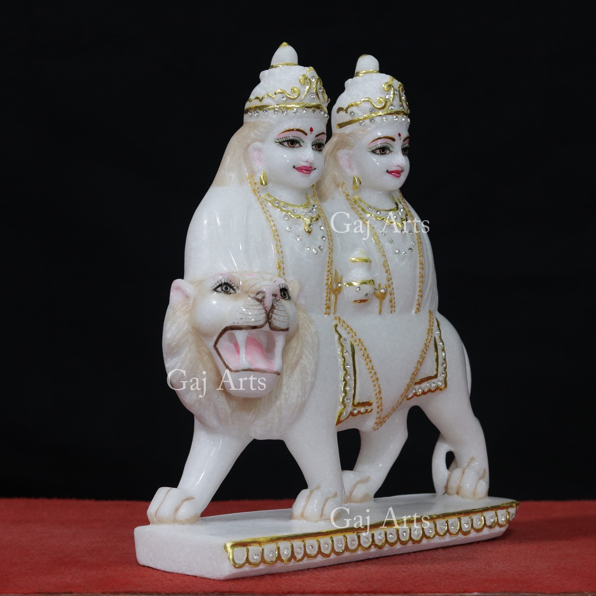 White Makrana Marble Chamunda Maa Idol | 12 Inch