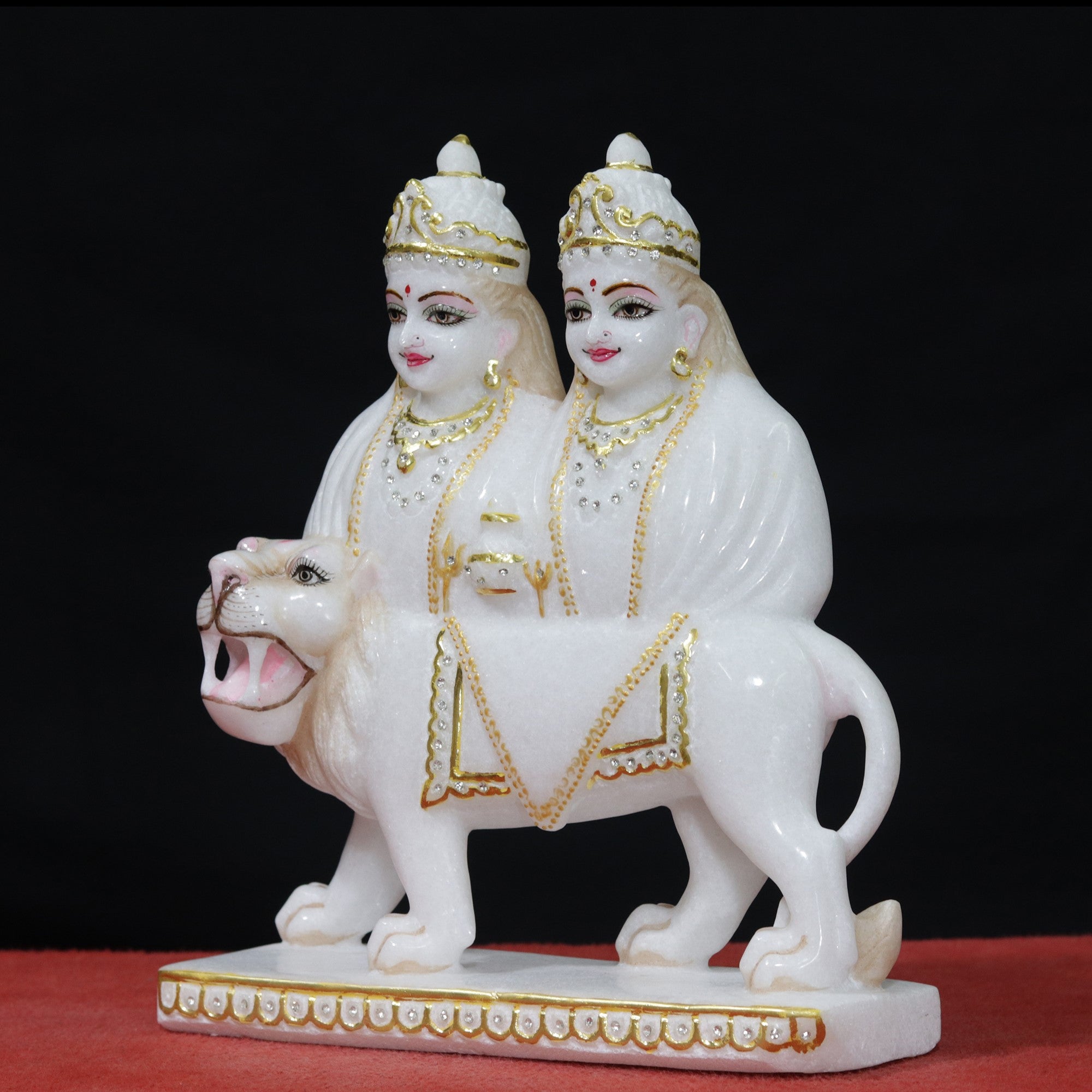 White Makrana Marble Chamunda Maa Idol | 12 Inch
