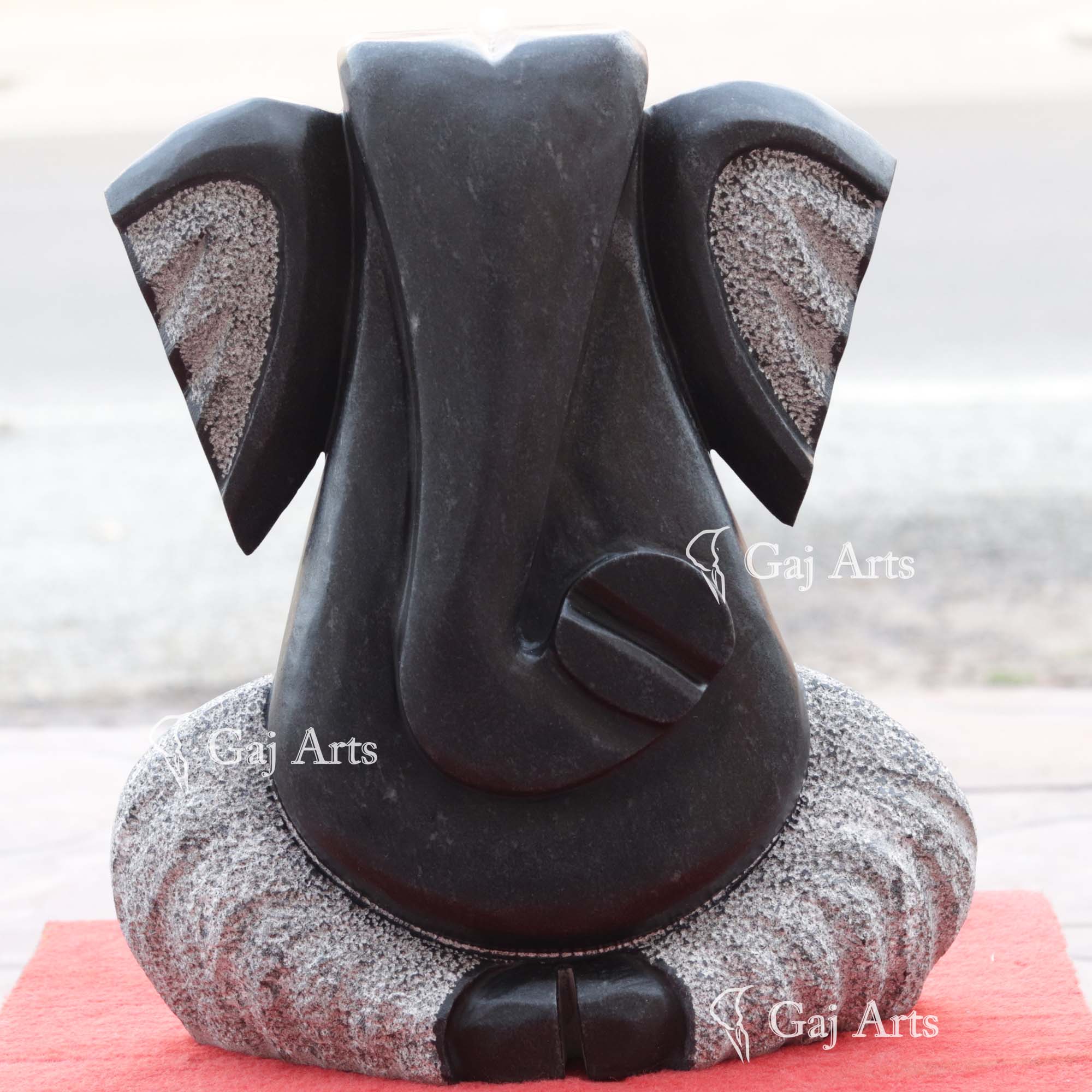 Black Marble Modern Ganesha Idol Dual Finish | 14 Inch