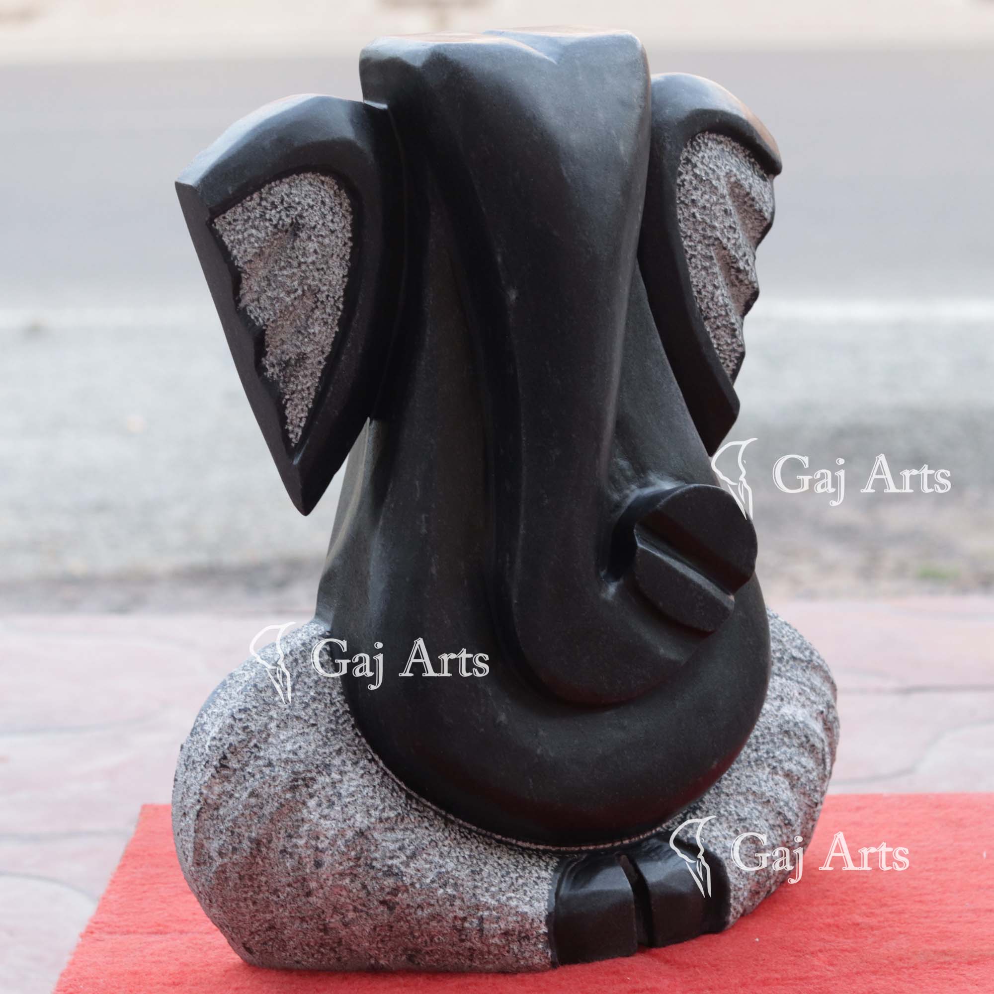 Black Marble Modern Ganesha Idol Dual Finish | 14 Inch