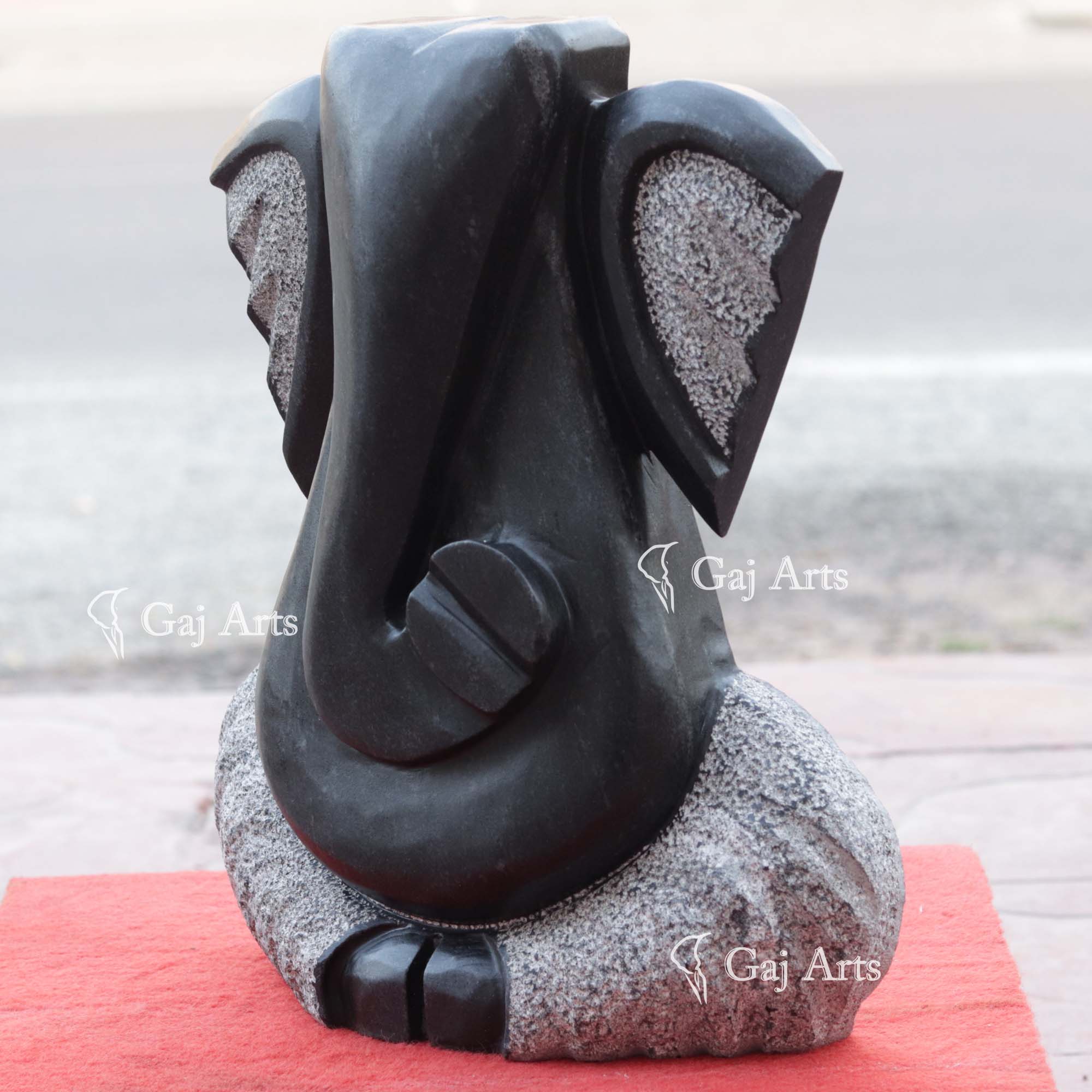 Black Marble Modern Ganesha Idol Dual Finish | 14 Inch