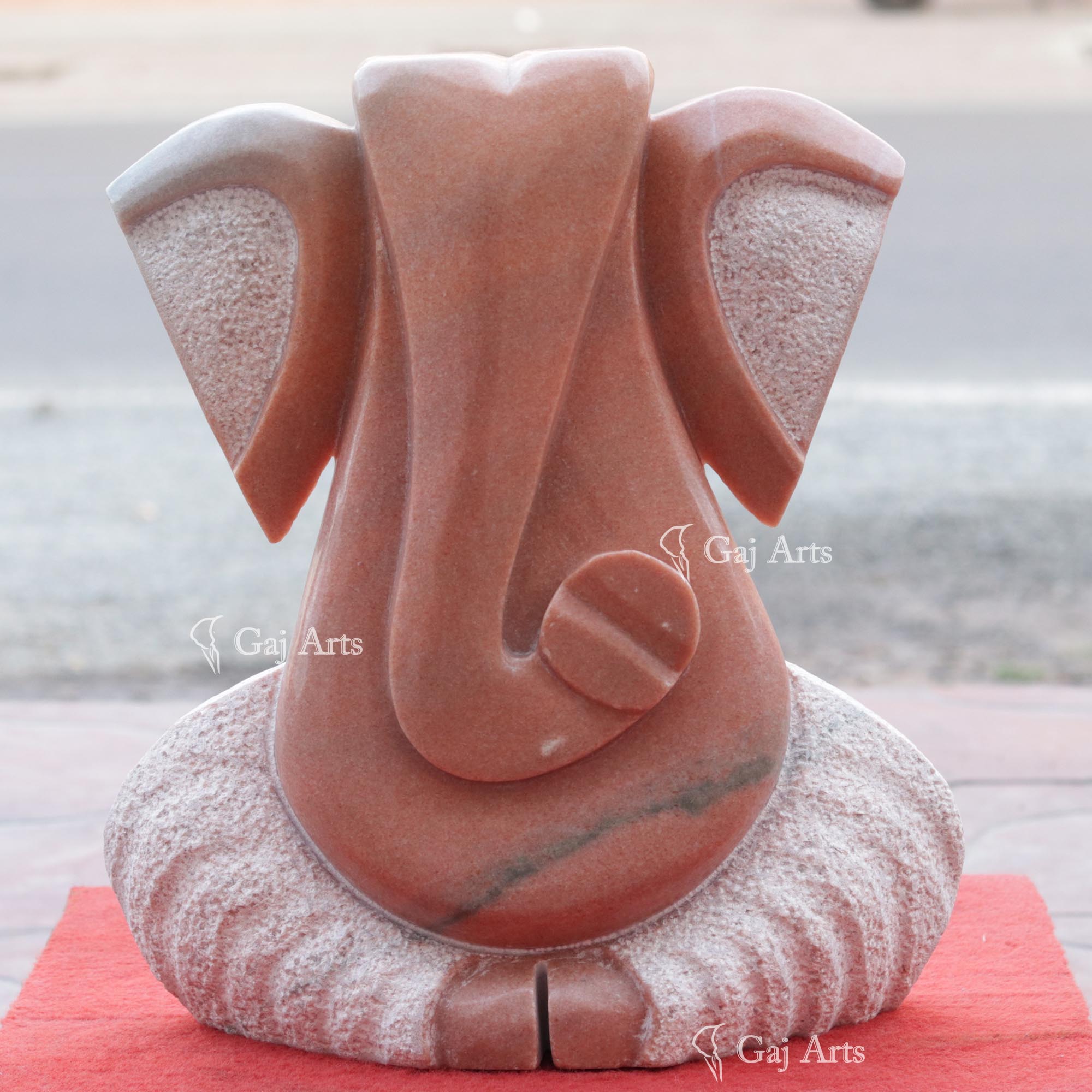 Pink Marble Modern Ganesha Idol Dual Finish | 14 Inch