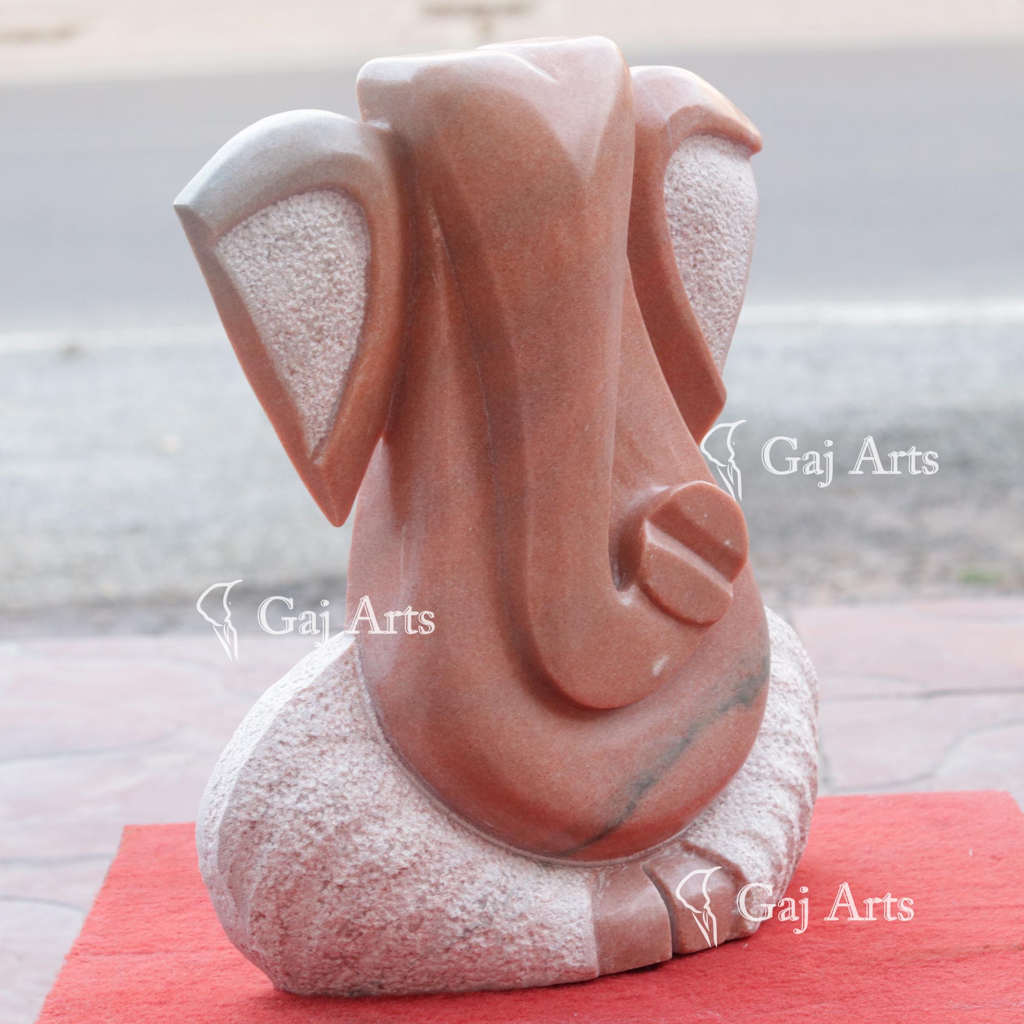 Pink Marble Modern Ganesha Idol Dual Finish | 14 Inch