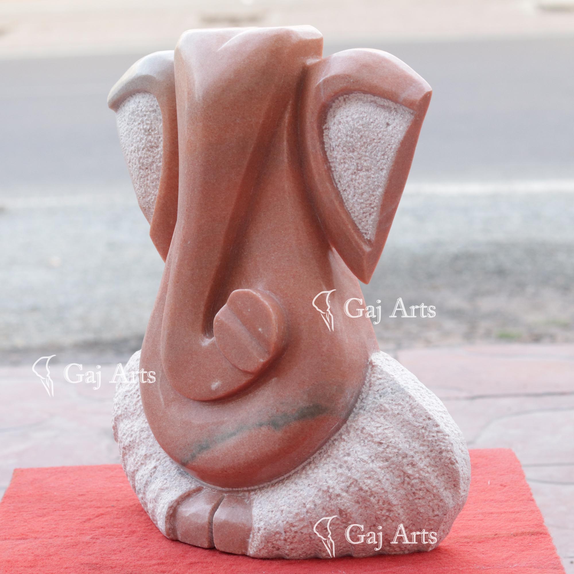Pink Marble Modern Ganesha Idol Dual Finish | 14 Inch