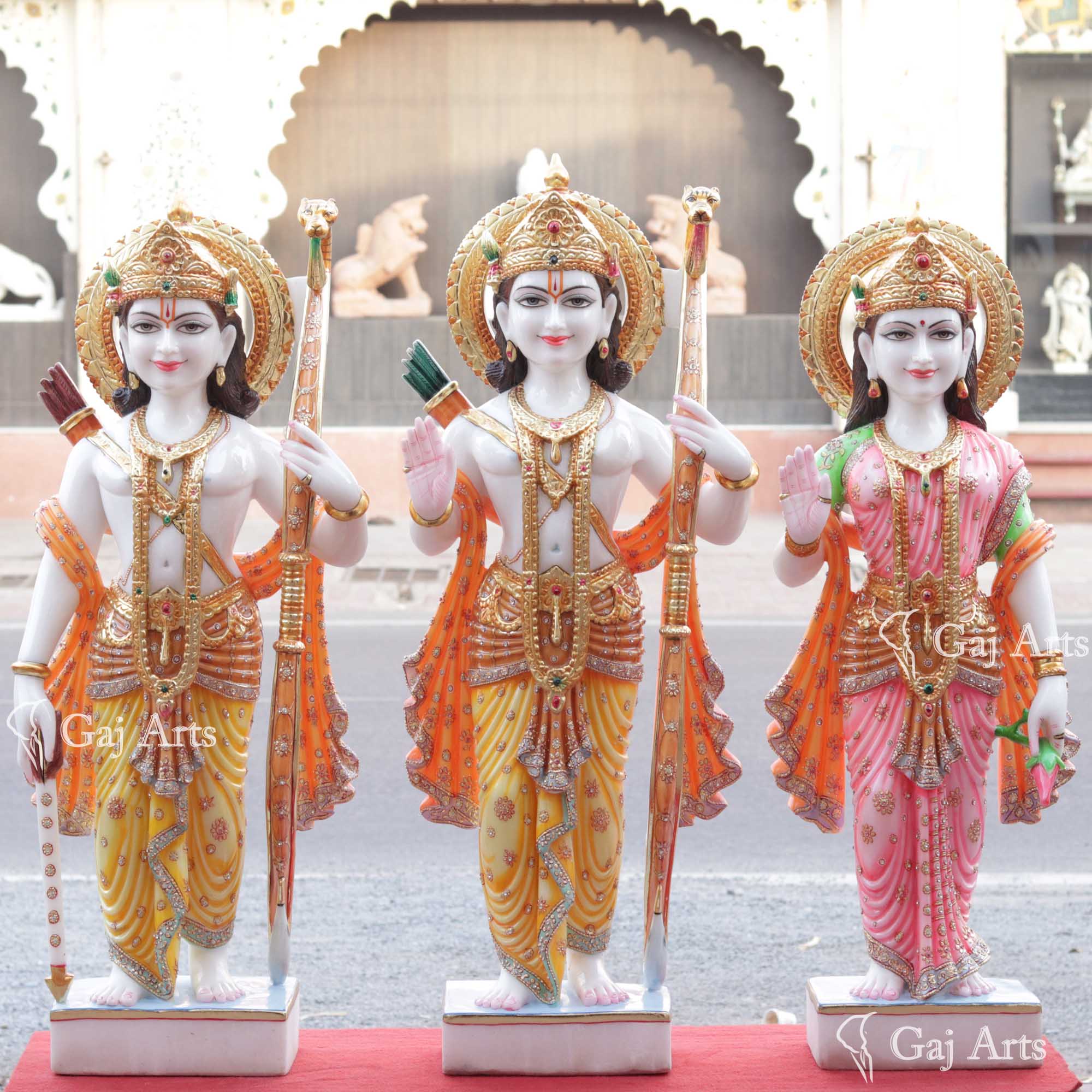 White Vietnam Marble Ram Jodi Idol | 42 Inch