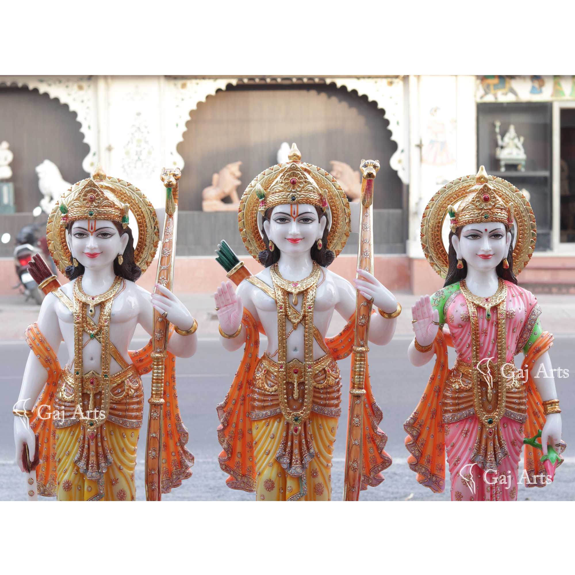 White Vietnam Marble Ram Jodi Idol | 42 Inch
