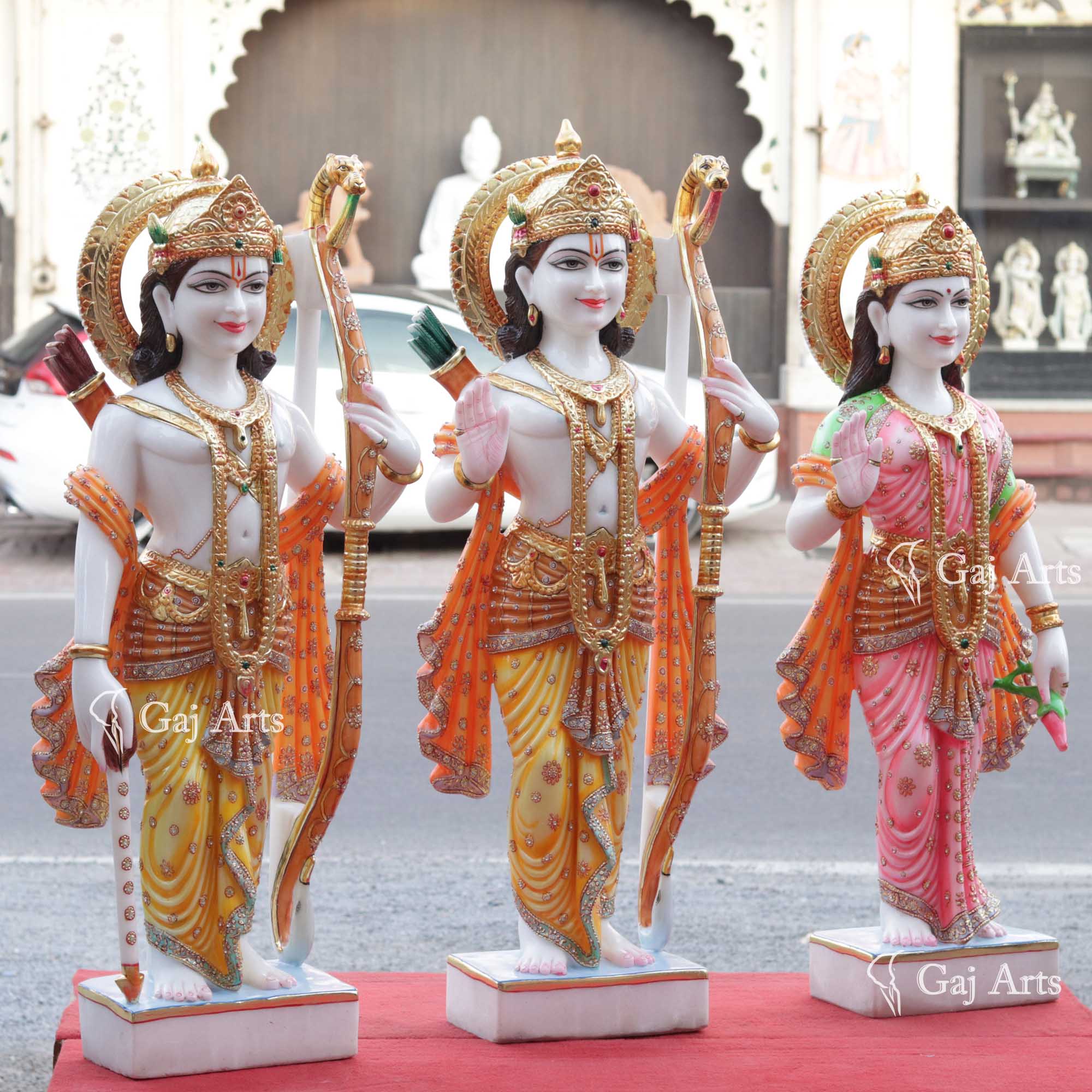 White Vietnam Marble Ram Jodi Idol | 42 Inch