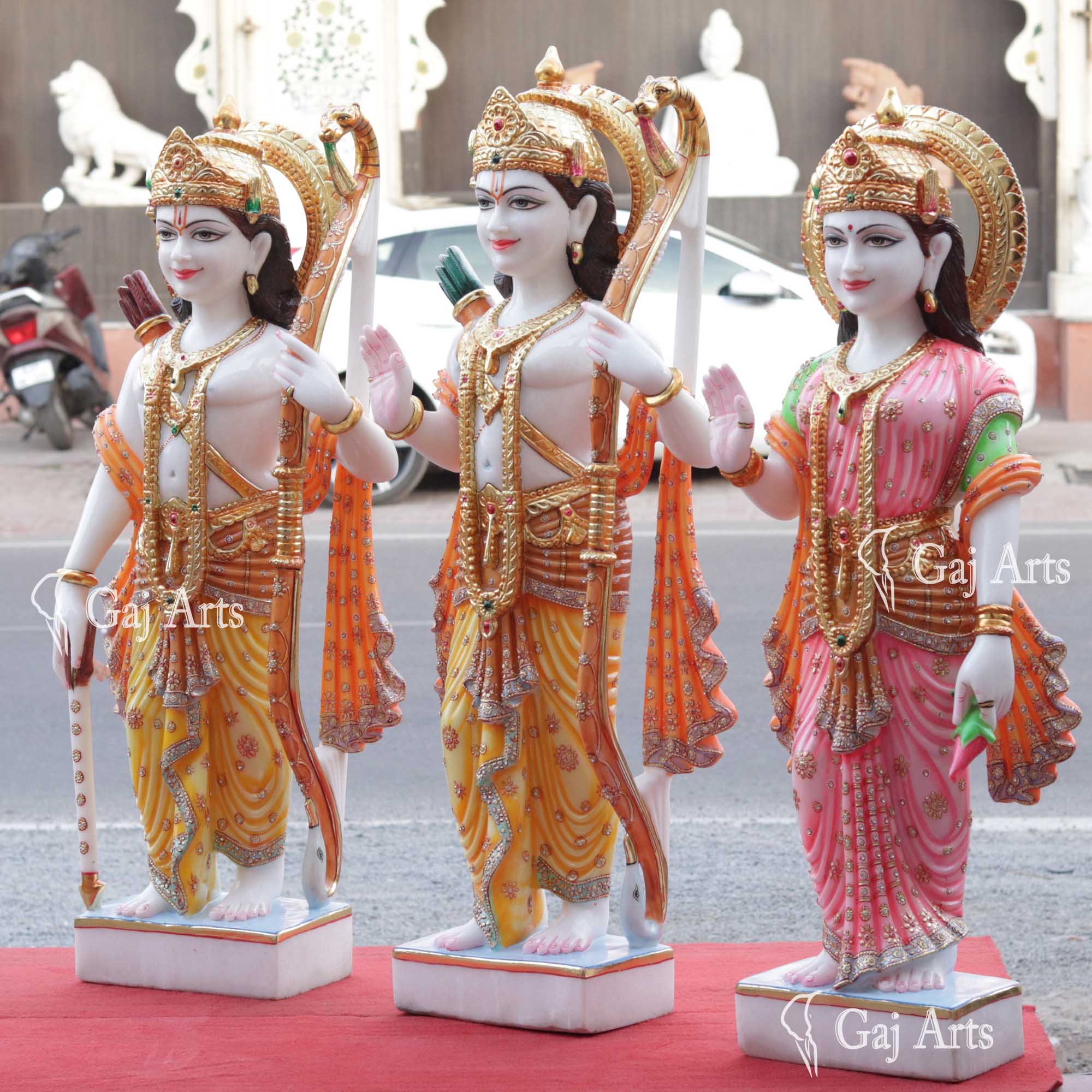 White Vietnam Marble Ram Jodi Idol | 42 Inch