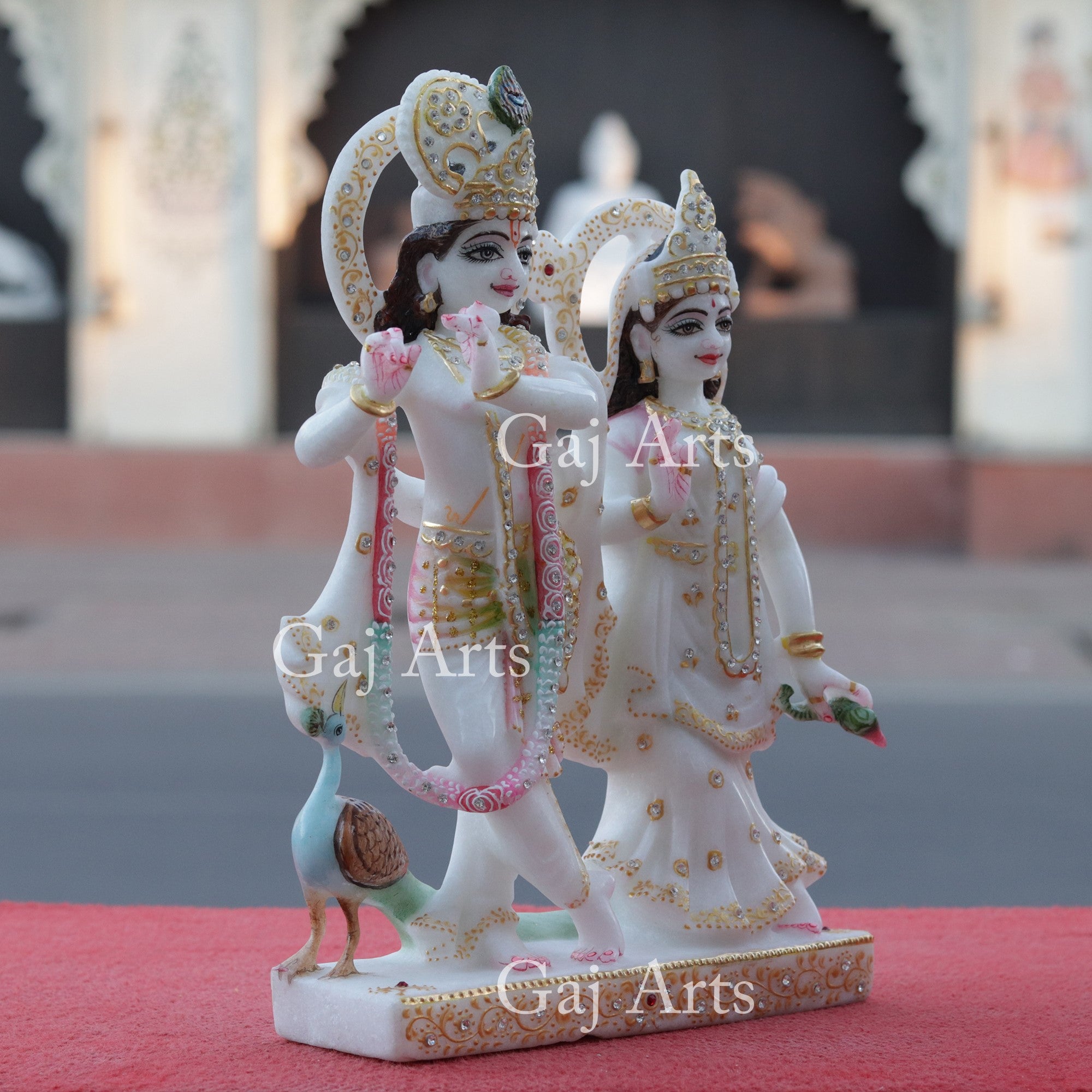Super White Makrana Marble RadhaKrishna Jugal Jodi Murti | 12 Inch