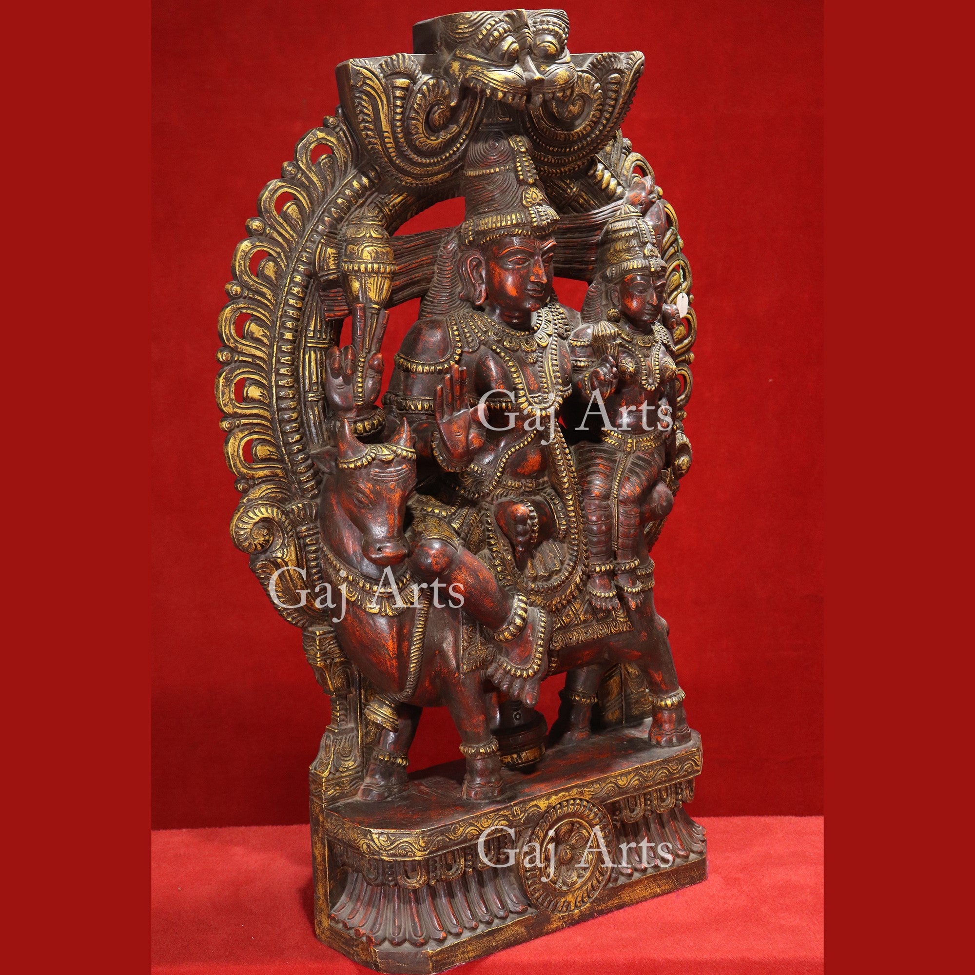 Wooden Shiv Parivar Statue | 48 Inch
