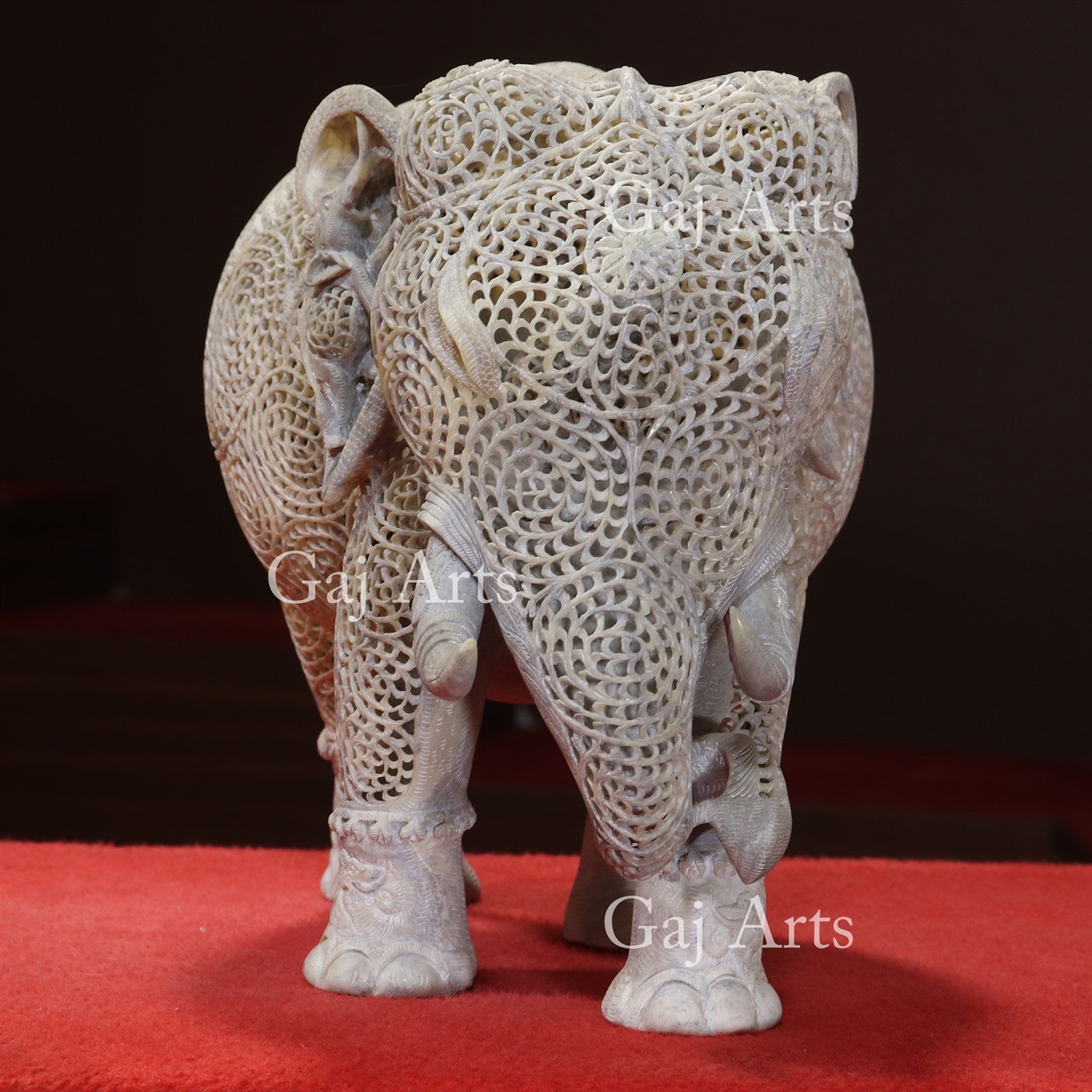 Gorara Stone Elephant Jali Statue | 12 Inch