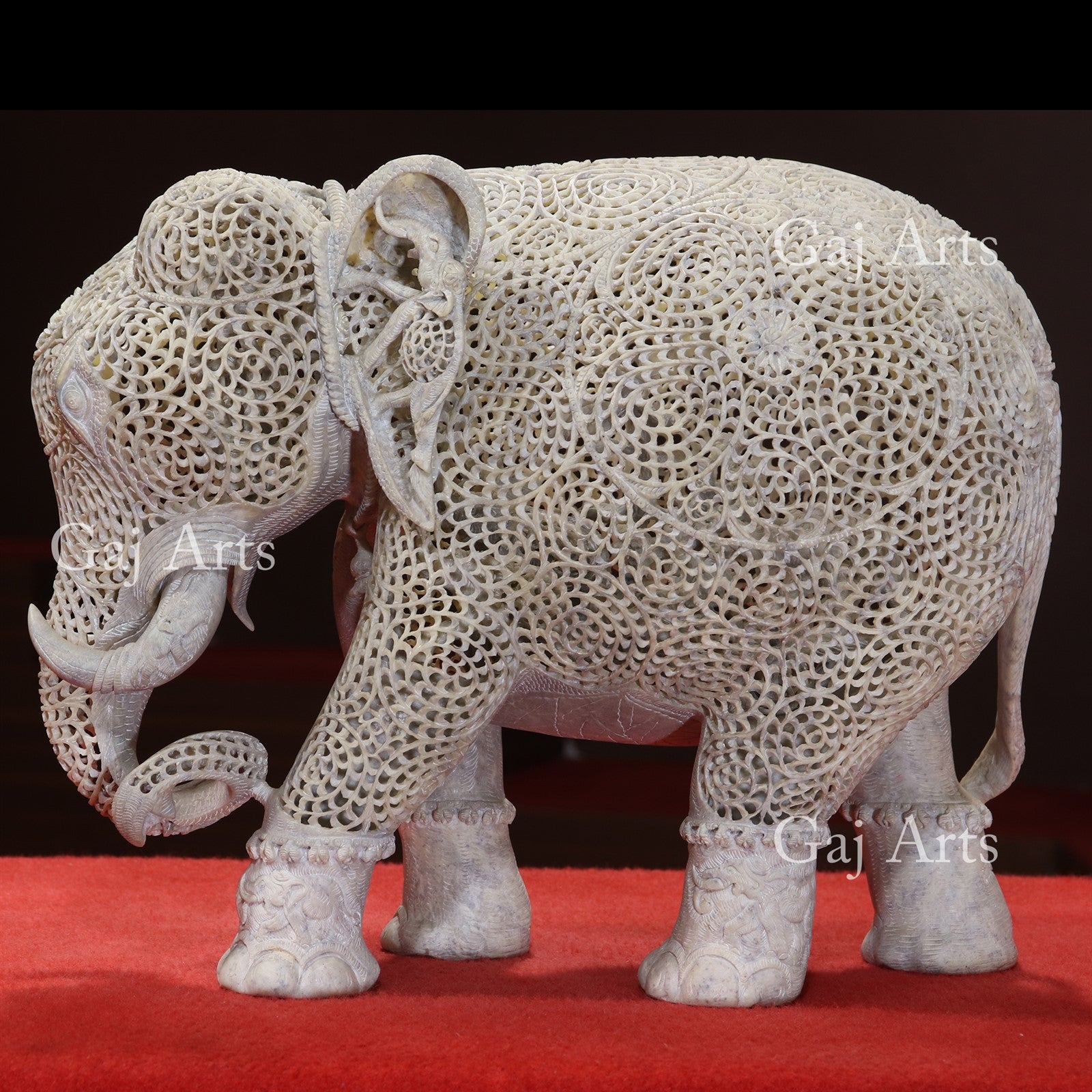 Gorara Stone Elephant Jali Statue | 12 Inch