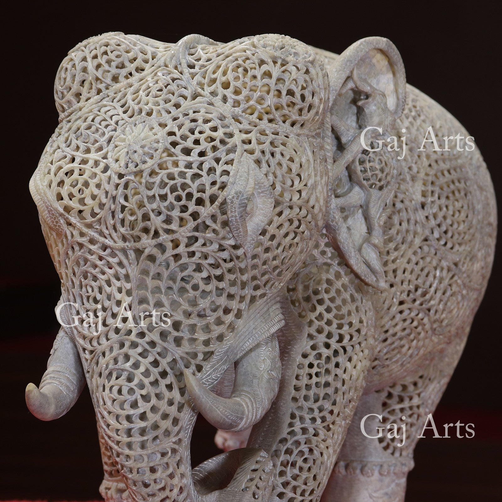 Gorara Stone Elephant Jali Statue | 12 Inch