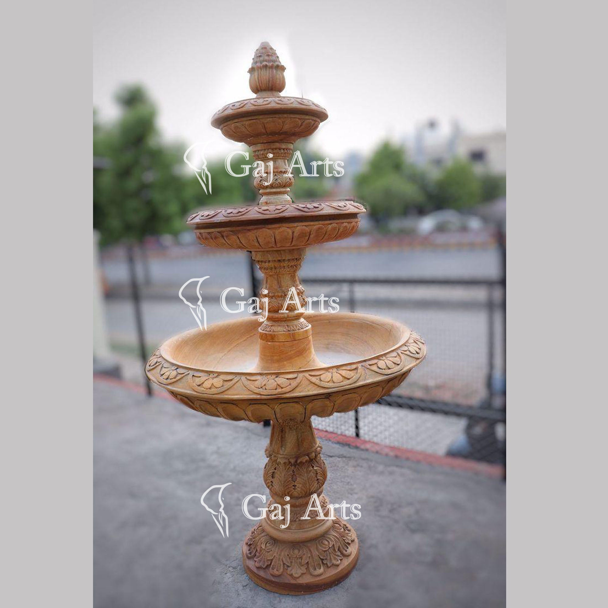 Yellow Sandstone Water Fountain | 96 Inch