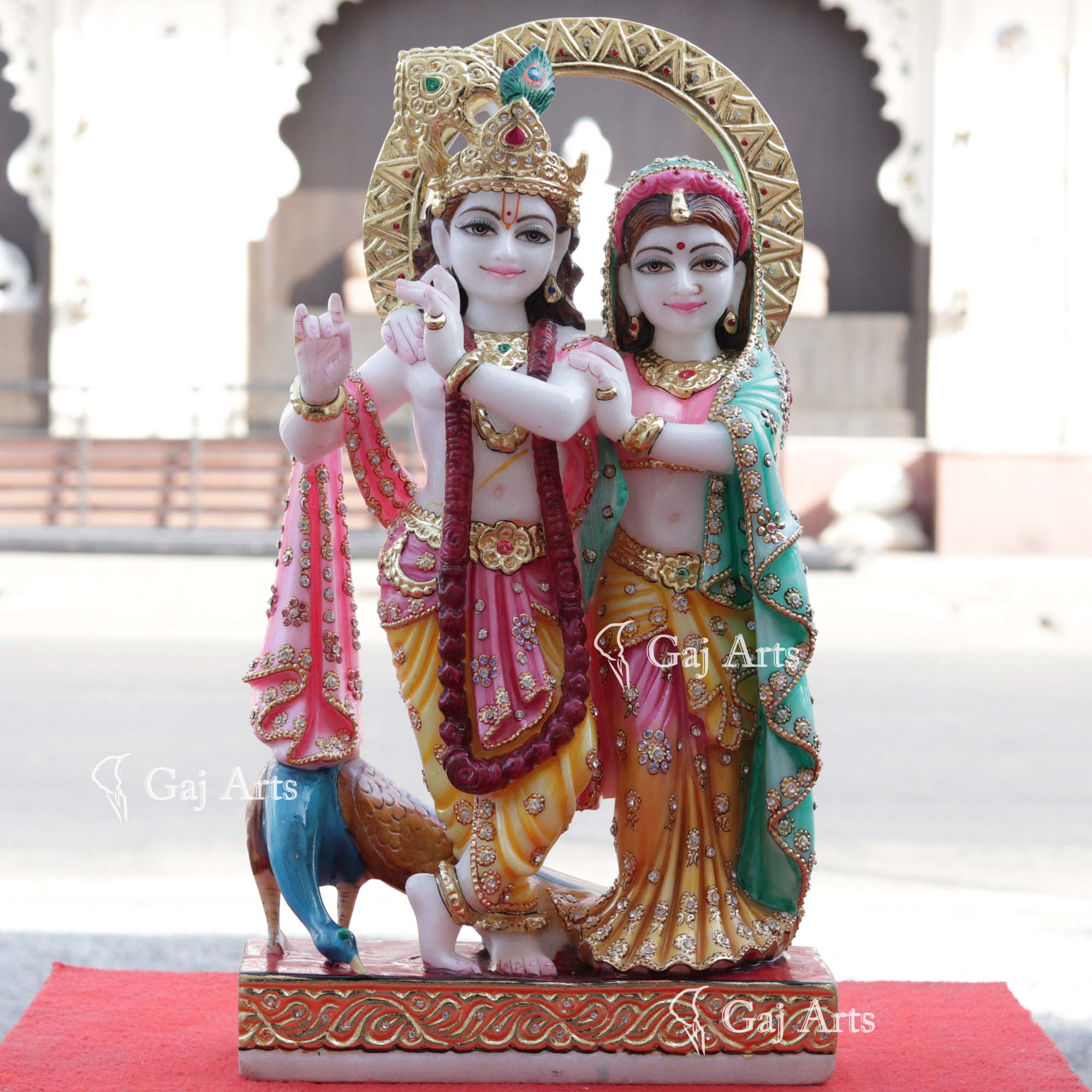 Super White Makrana Marble Radha Krishna Jugal Jodi Idol | 24 Inch