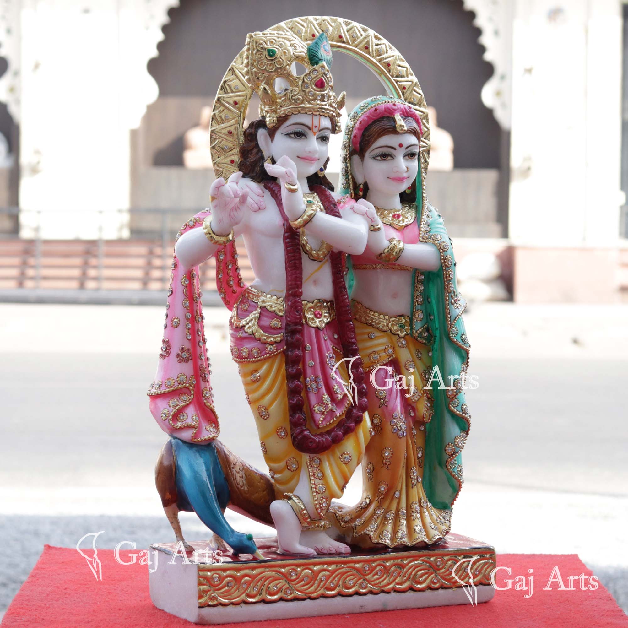 Super White Makrana Marble Radha Krishna Jugal Jodi Idol | 24 Inch