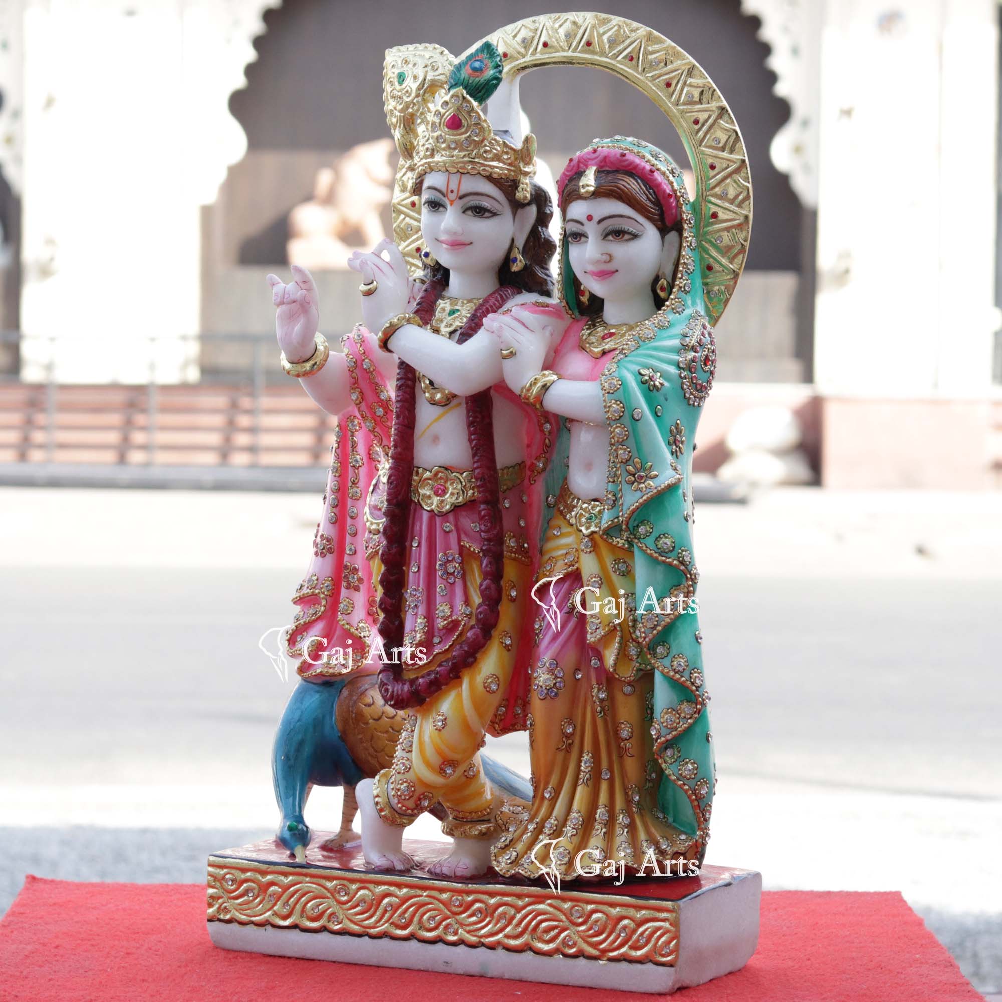 Super White Makrana Marble Radha Krishna Jugal Jodi Idol | 24 Inch